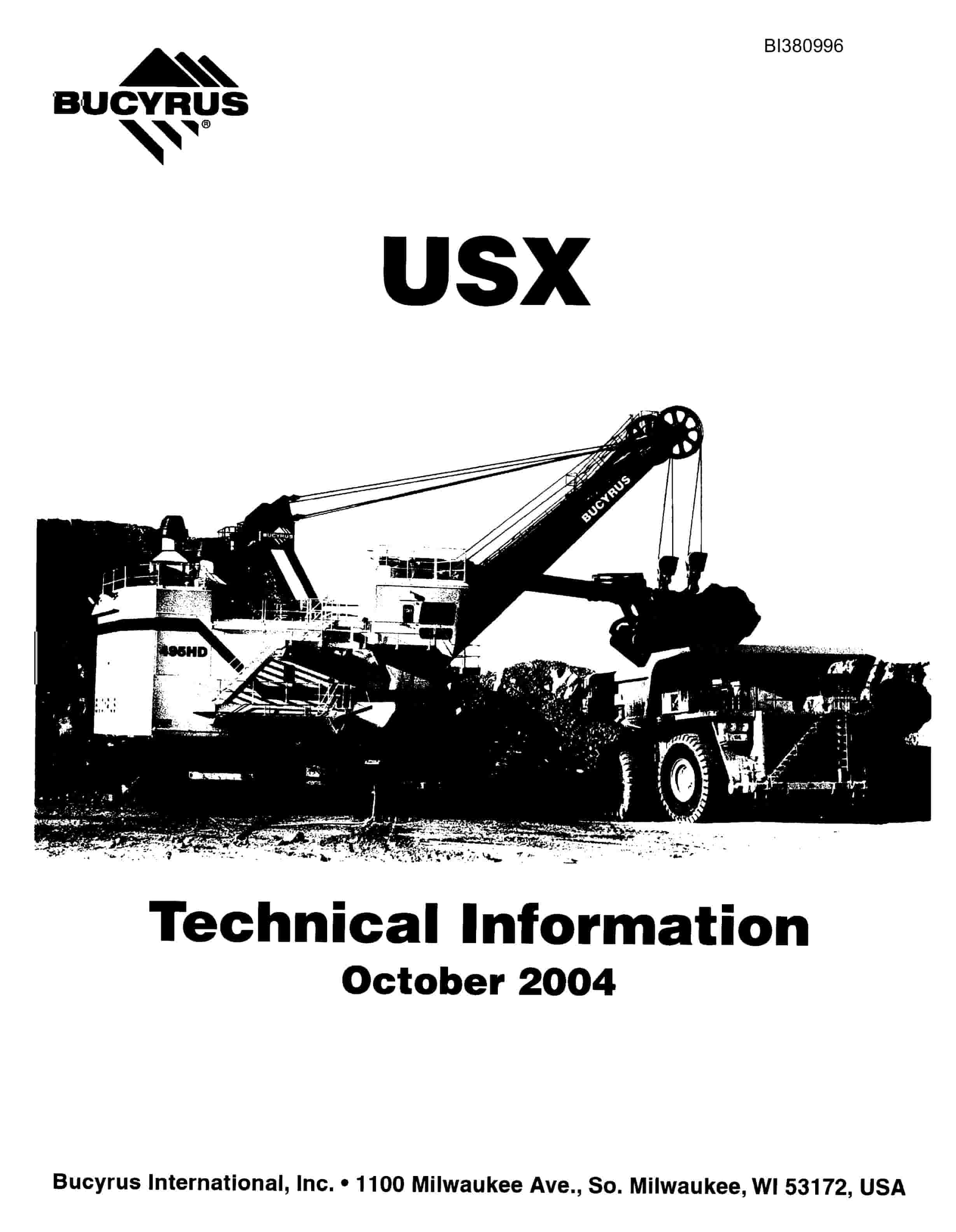 Bucyrus USX Technical Information BI380996