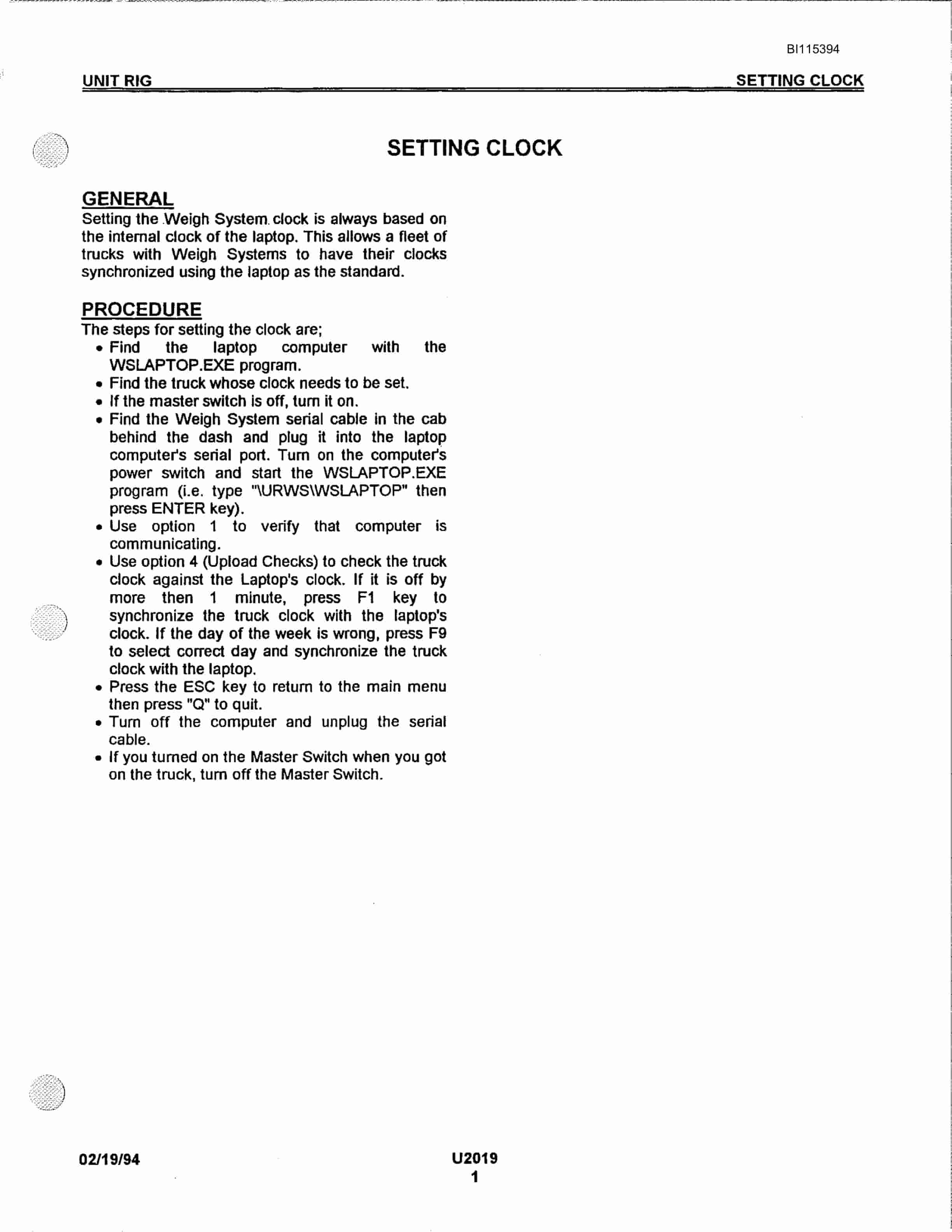Bucyrus UTOC20 Technical Manual BI115394-2