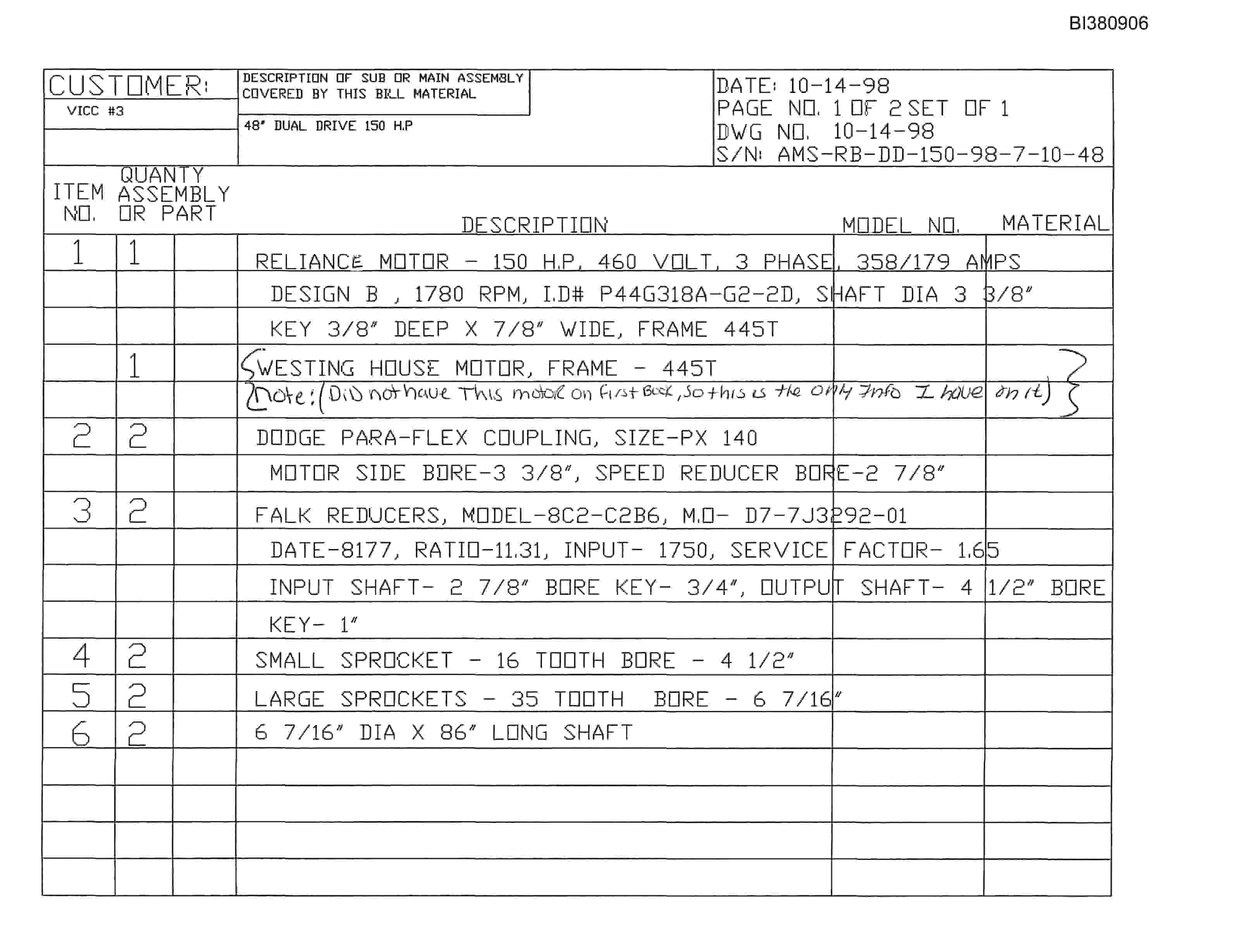 Bucyrus VICC 3 Parts Catalog BI380906-2