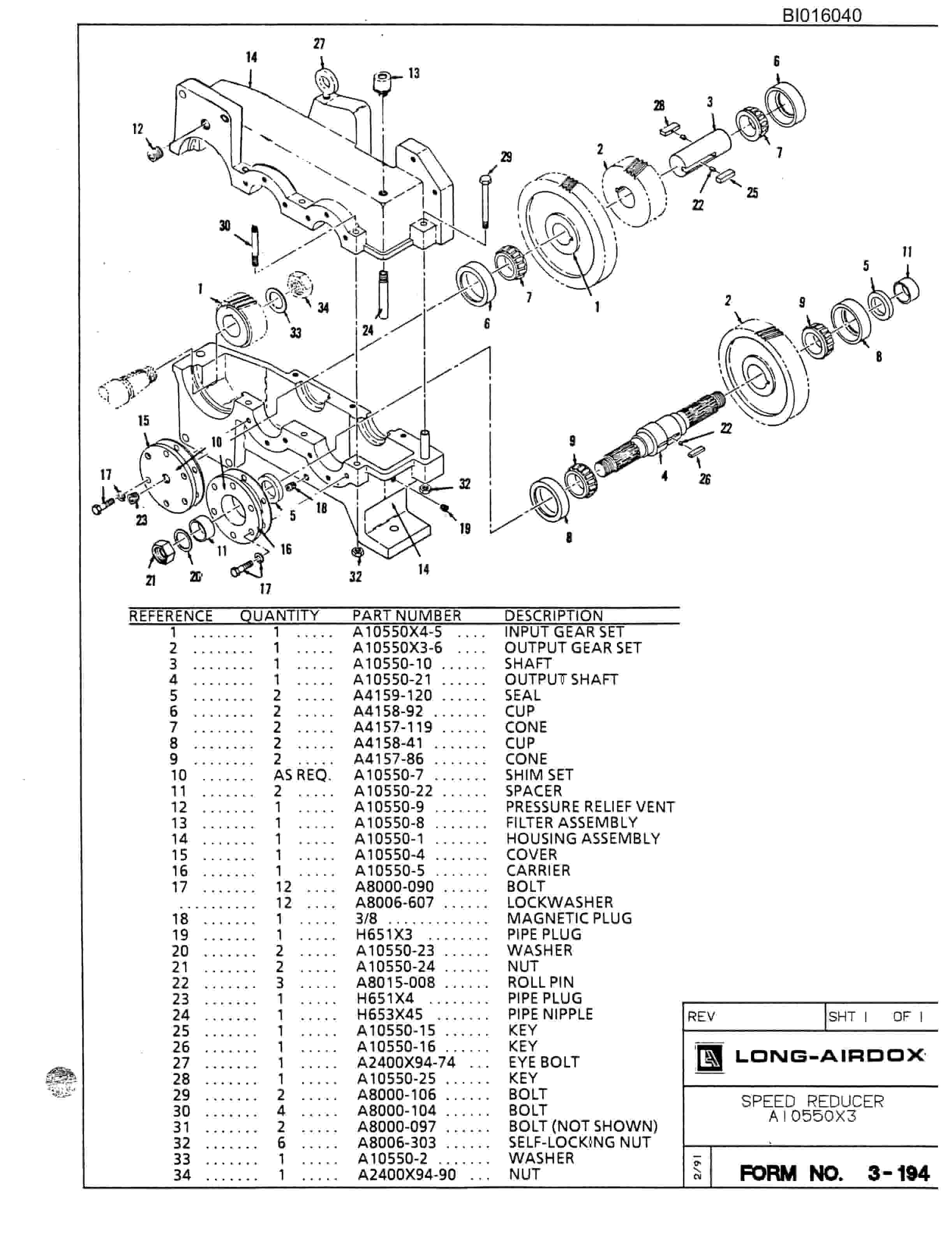 Bucyrus VT630 Parts Catalog BI016040-2