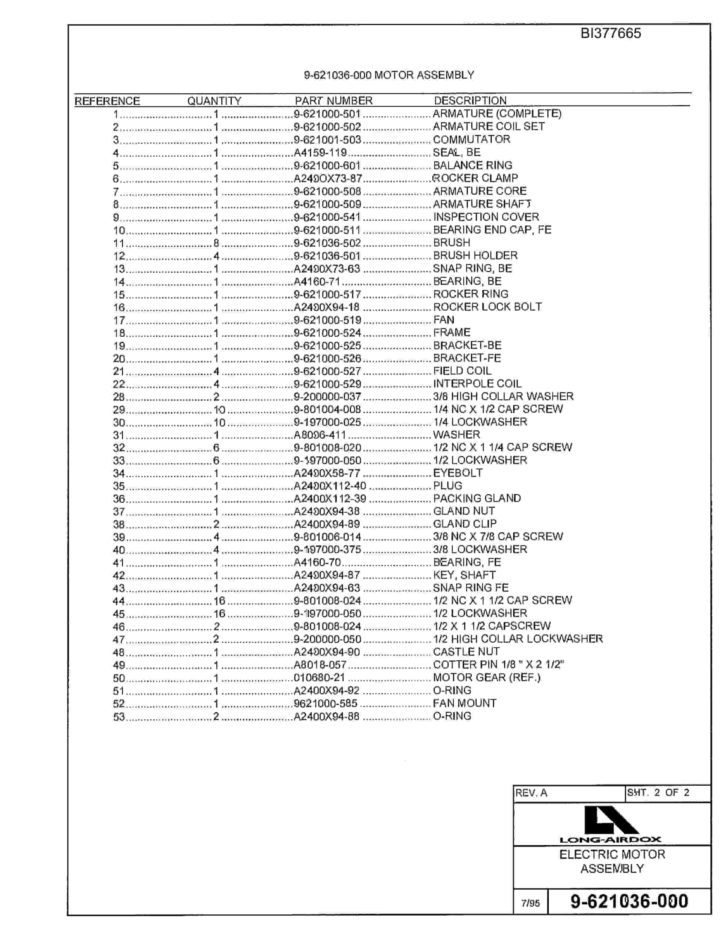 Bucyrus VT630 Parts Catalog BI377665-3