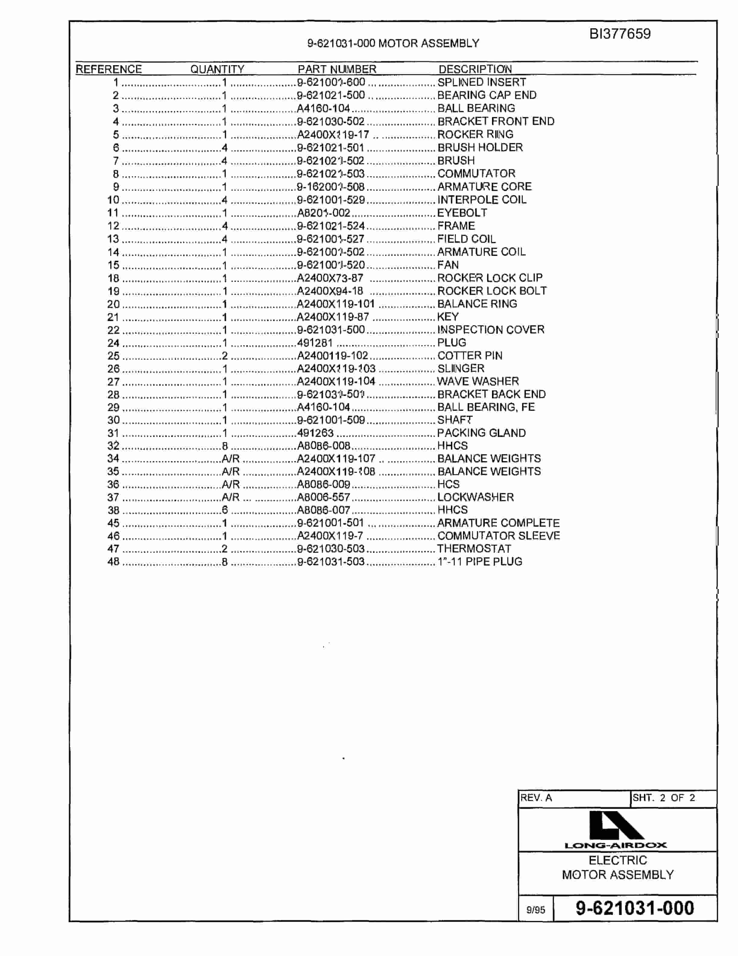 Bucyrus VTA630 Parts Catalog BI377659-2