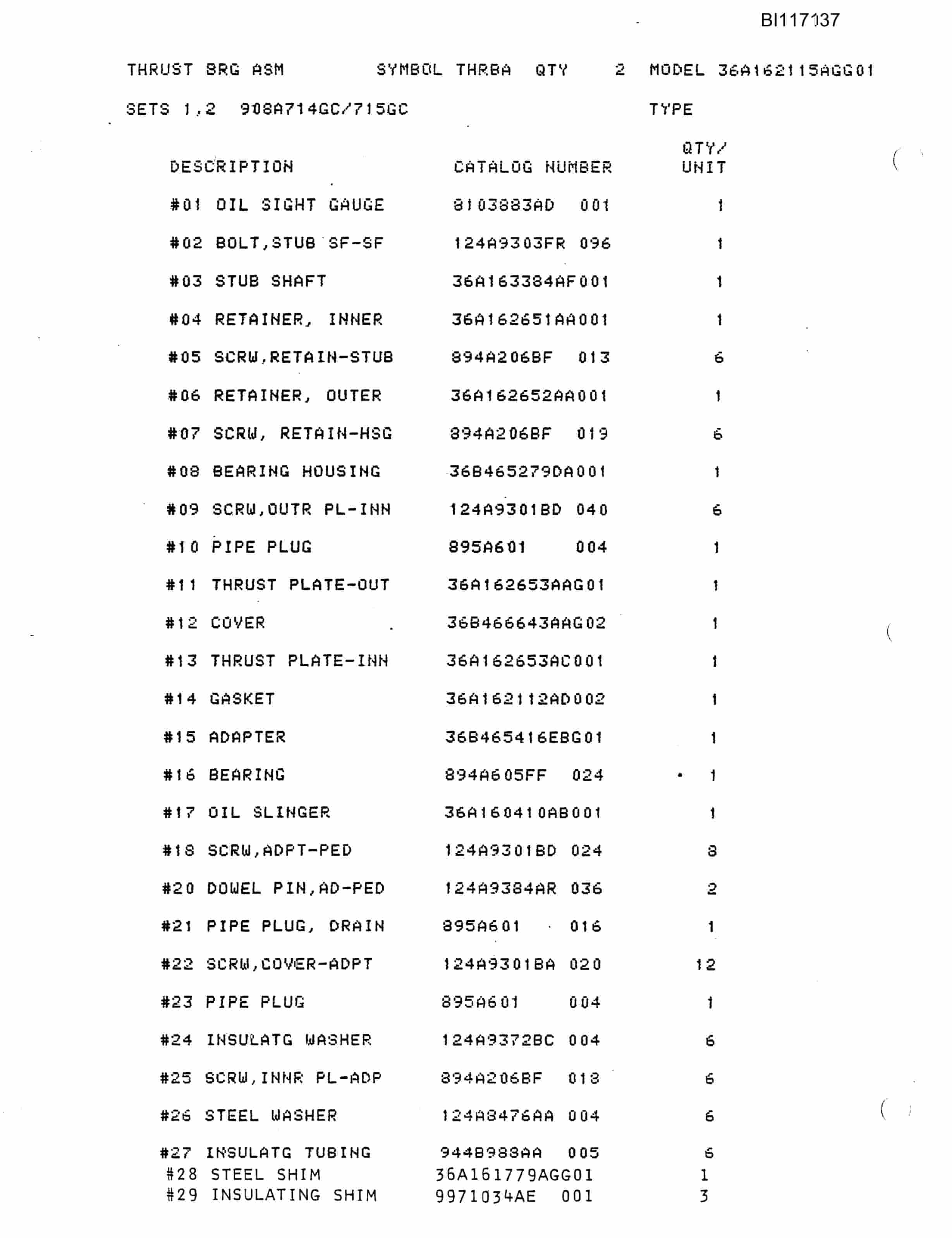 Bucyrus W2000 Dragline Parts Catalog BI117137-3
