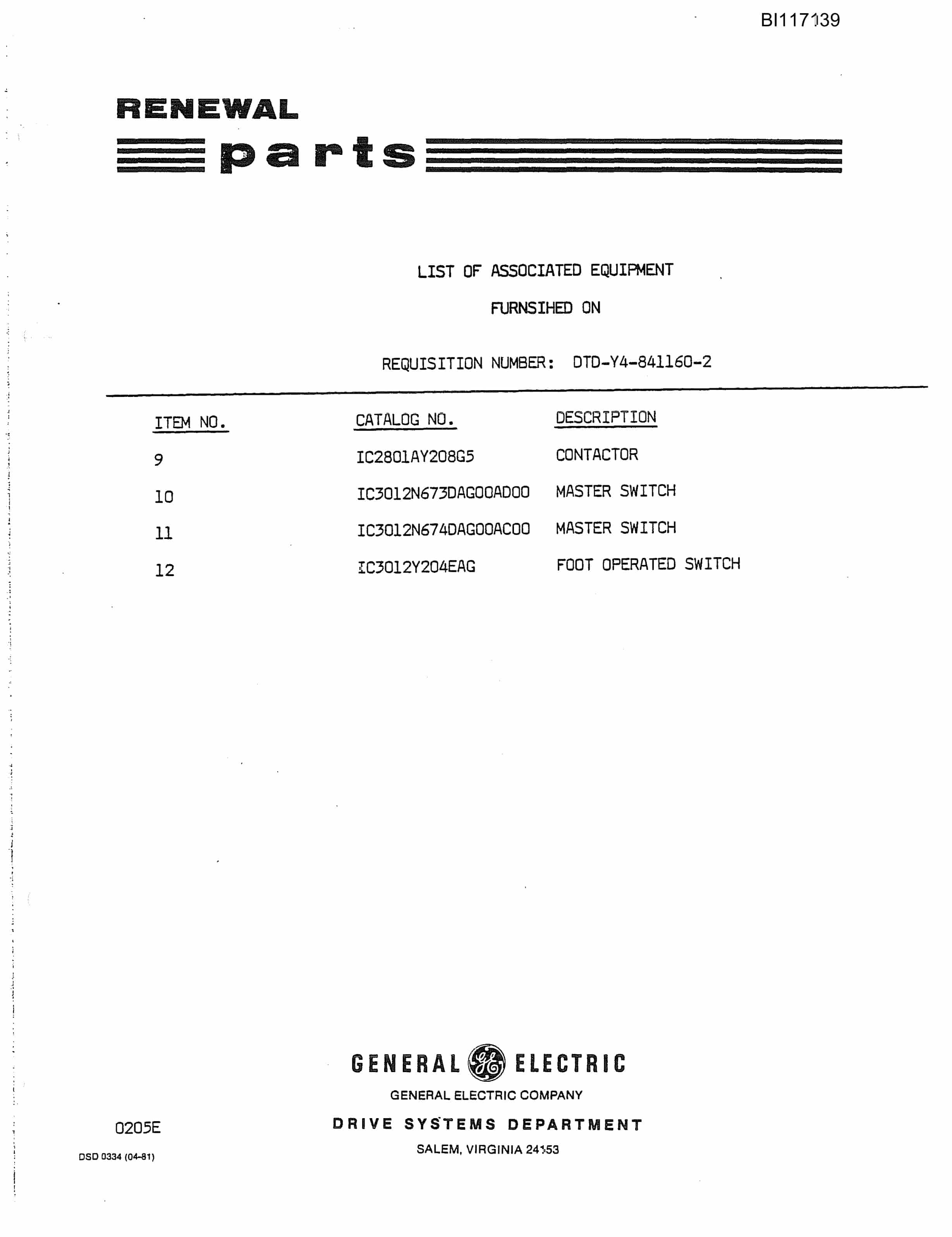 Bucyrus W2000 Dragline Parts Catalog BI117139-3