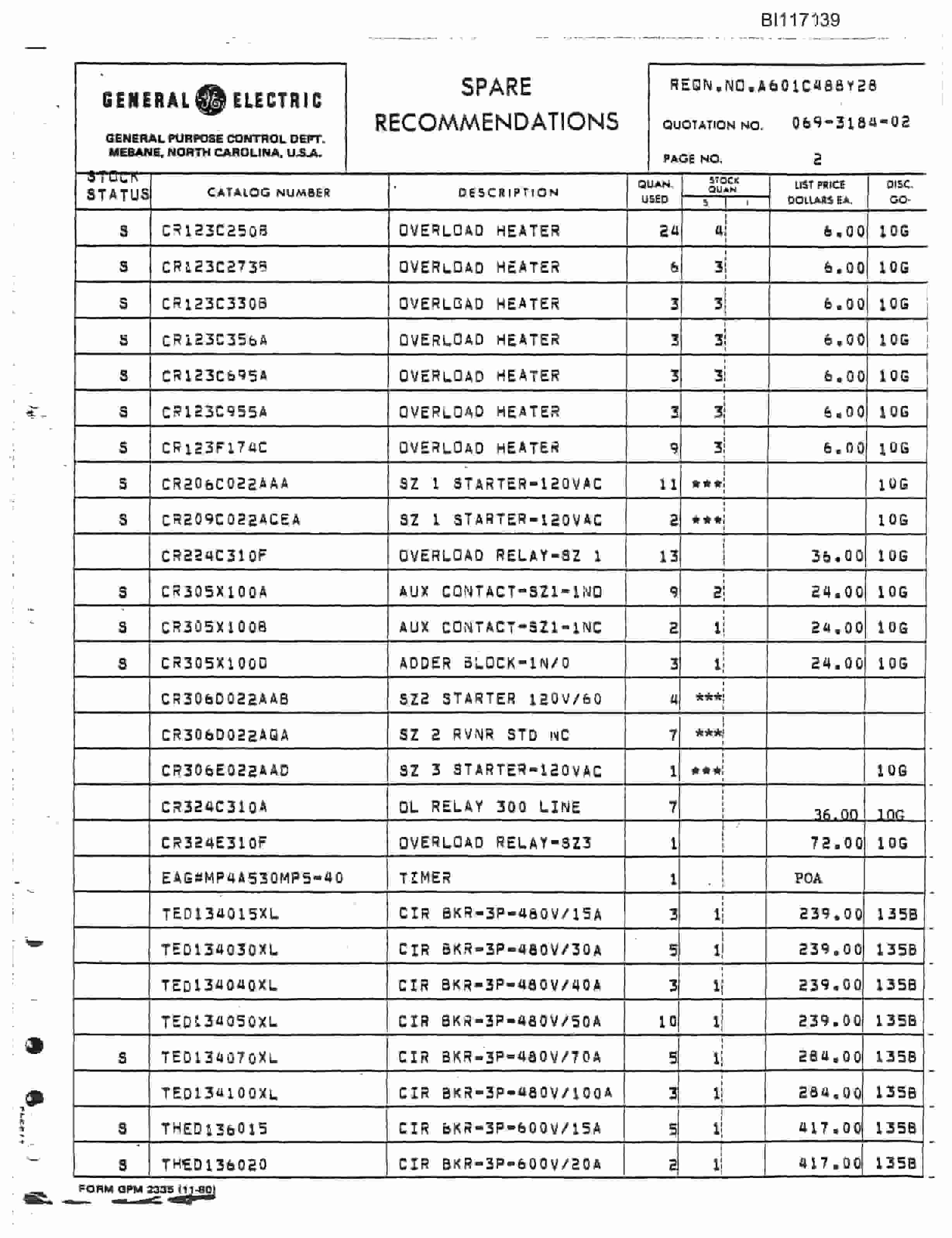 Bucyrus W2000 Dragline Parts Catalog BI117139-5