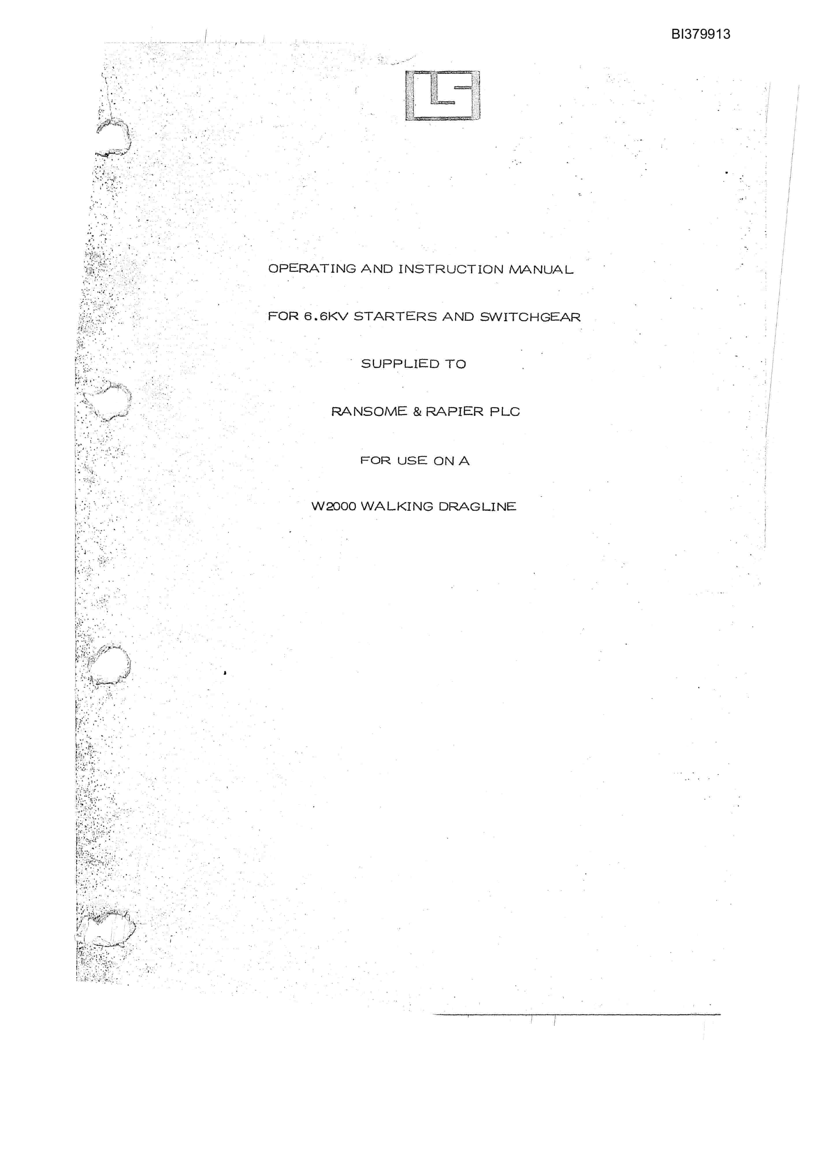Bucyrus W2000 Walking Dragline Operating And Instruction Manual BI379913