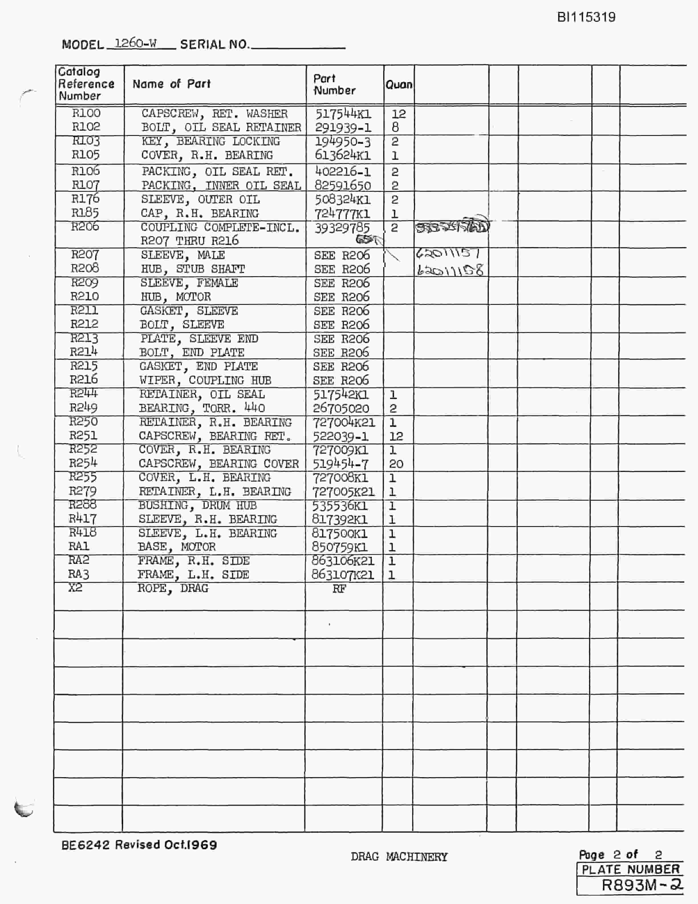Caterpillar 1260W Walking Dragline Parts Manual BI115319-3