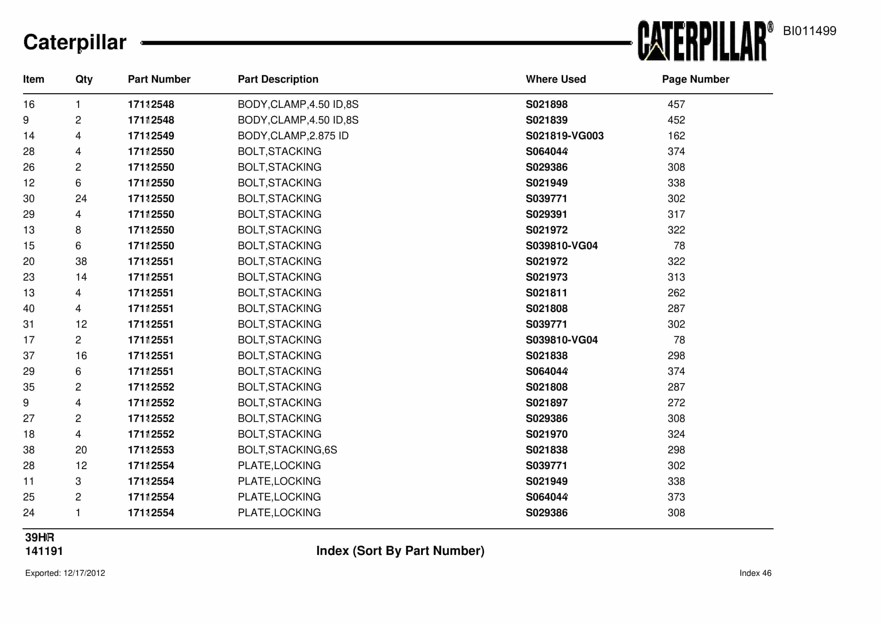 Caterpillar 39HR Parts Manual BI011499-4