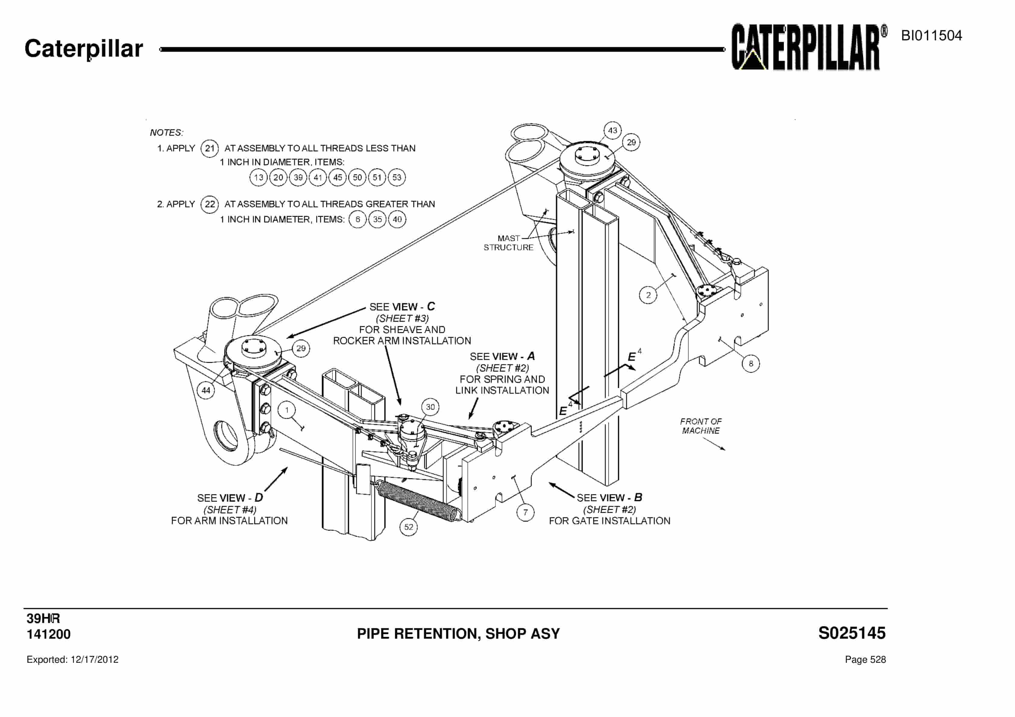 Caterpillar 39HR Parts Manual BI011504-2