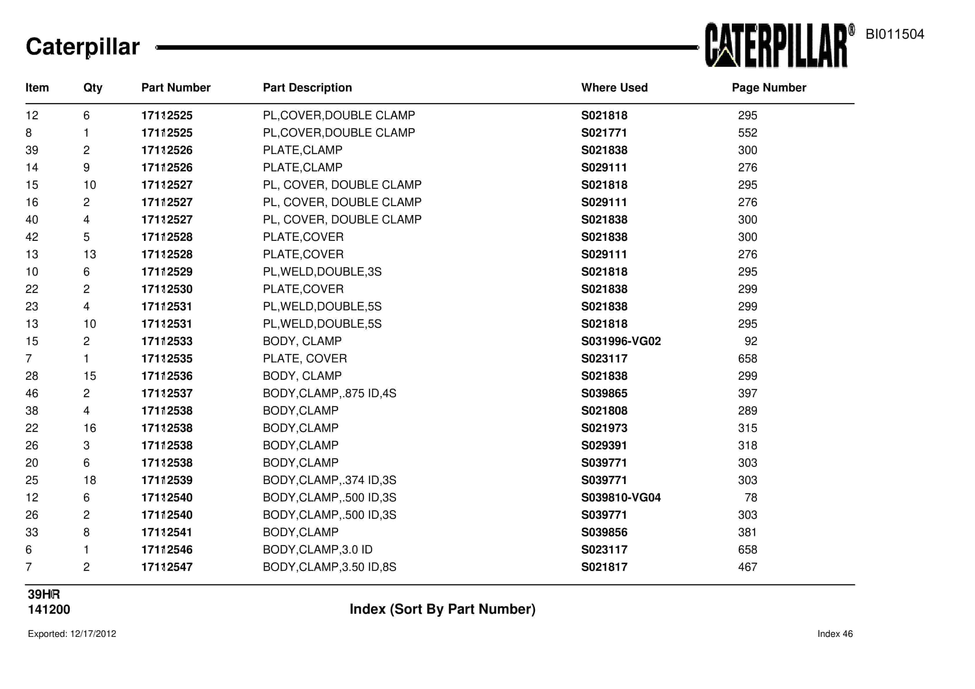 Caterpillar 39HR Parts Manual BI011504-4