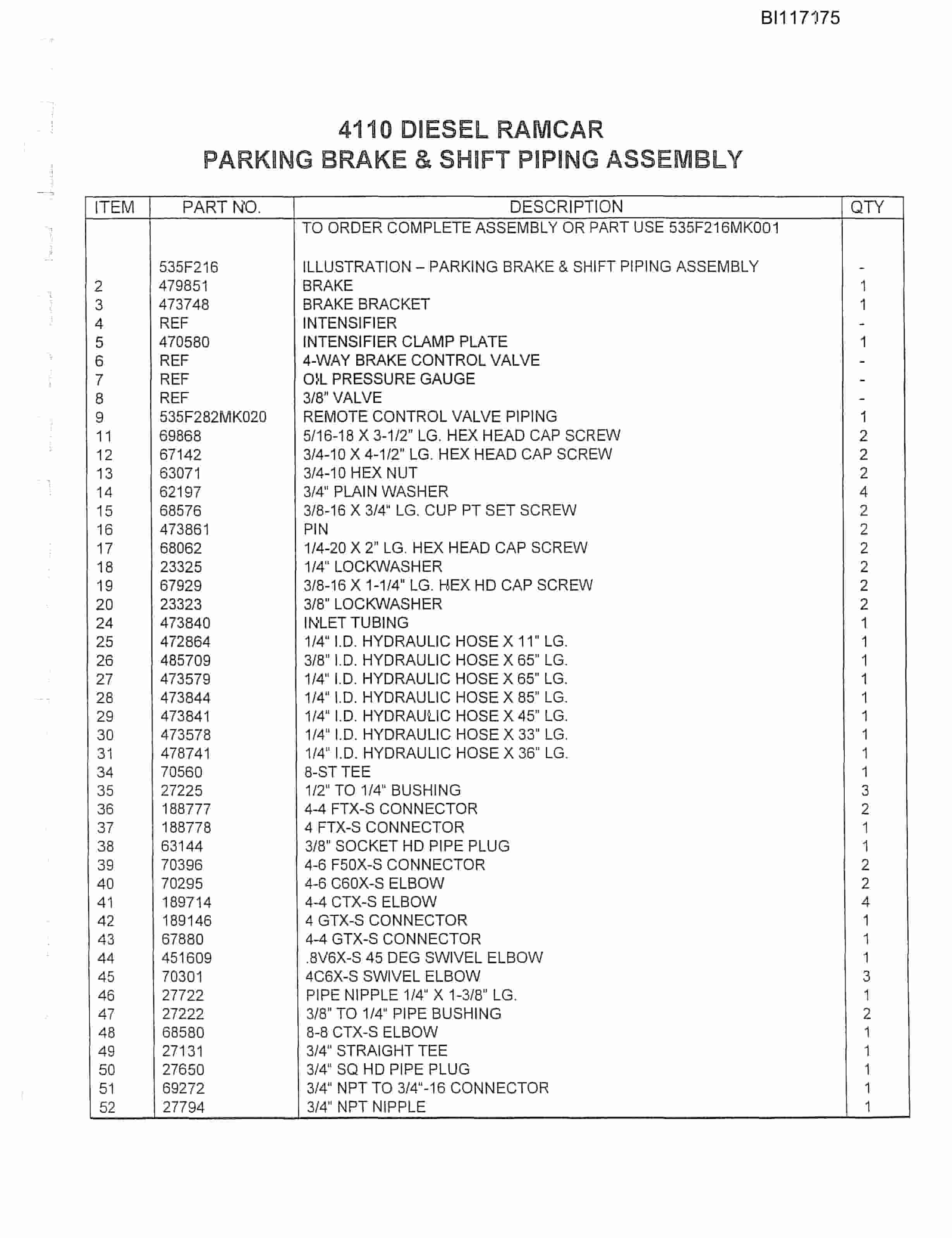 Caterpillar 4110 Wet Brake Ram Car Parts Catalog BI117175-5
