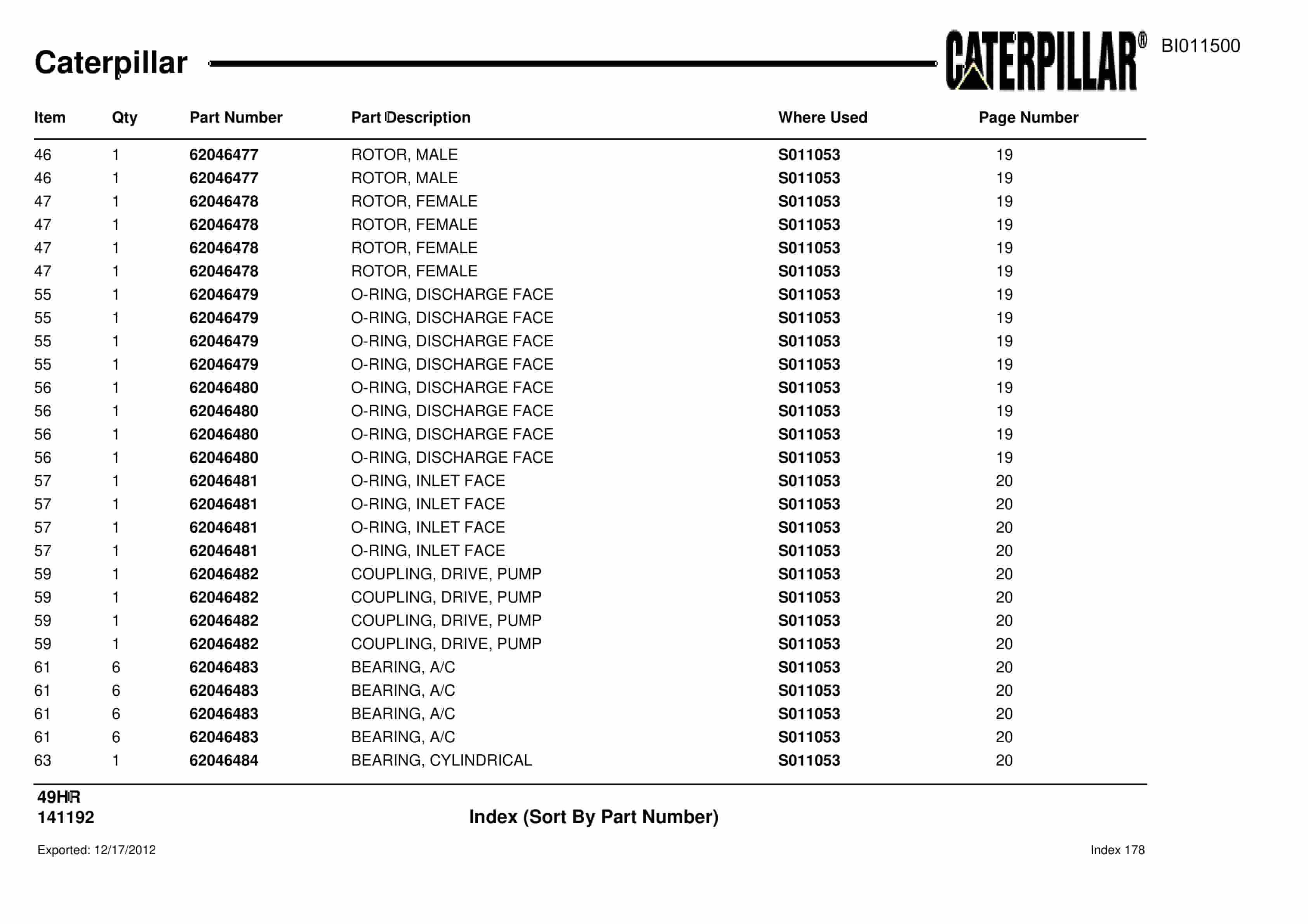 Caterpillar 49HR Parts Manual BI011500-4