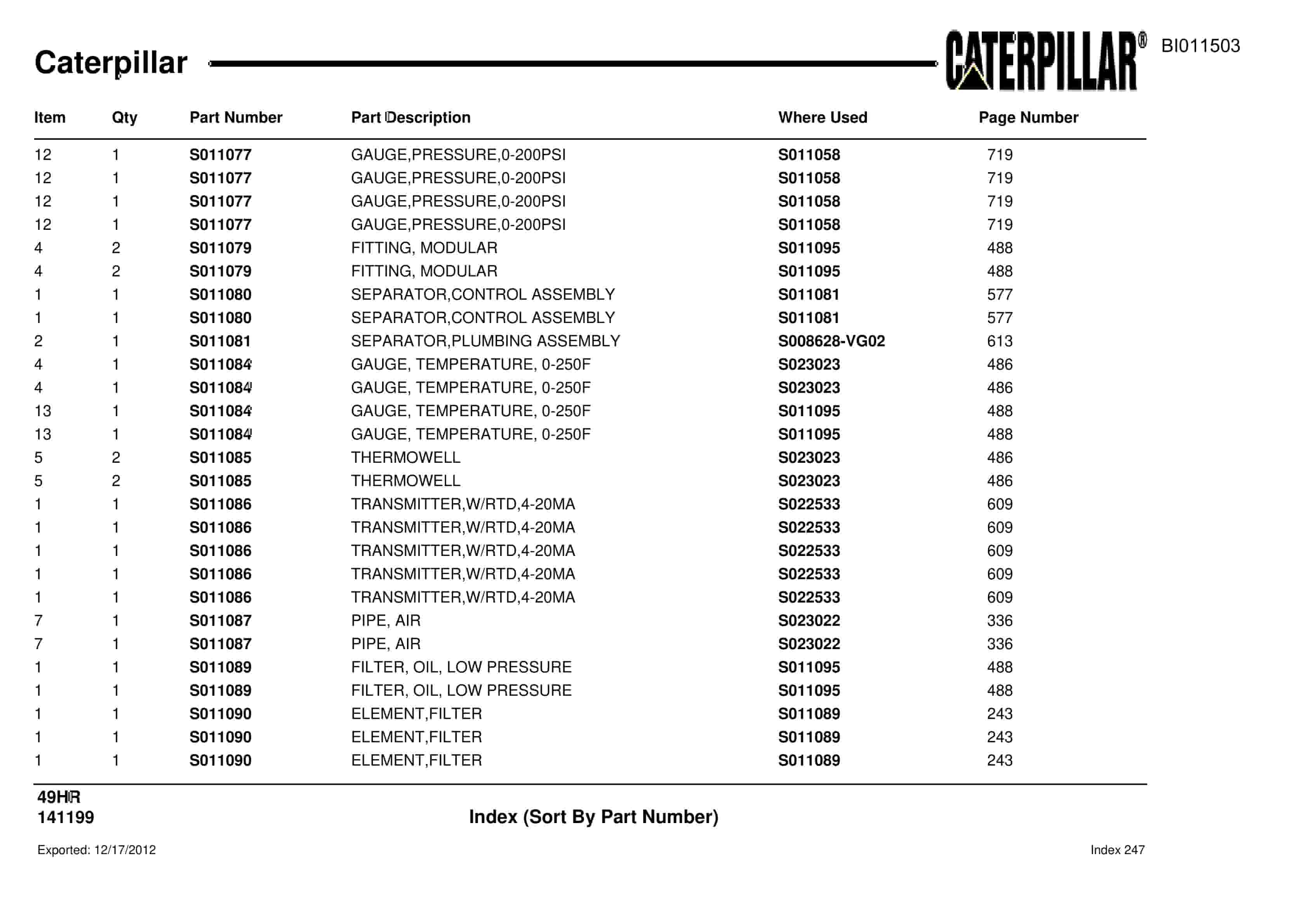 Caterpillar 49HR Parts Manual BI011503-5