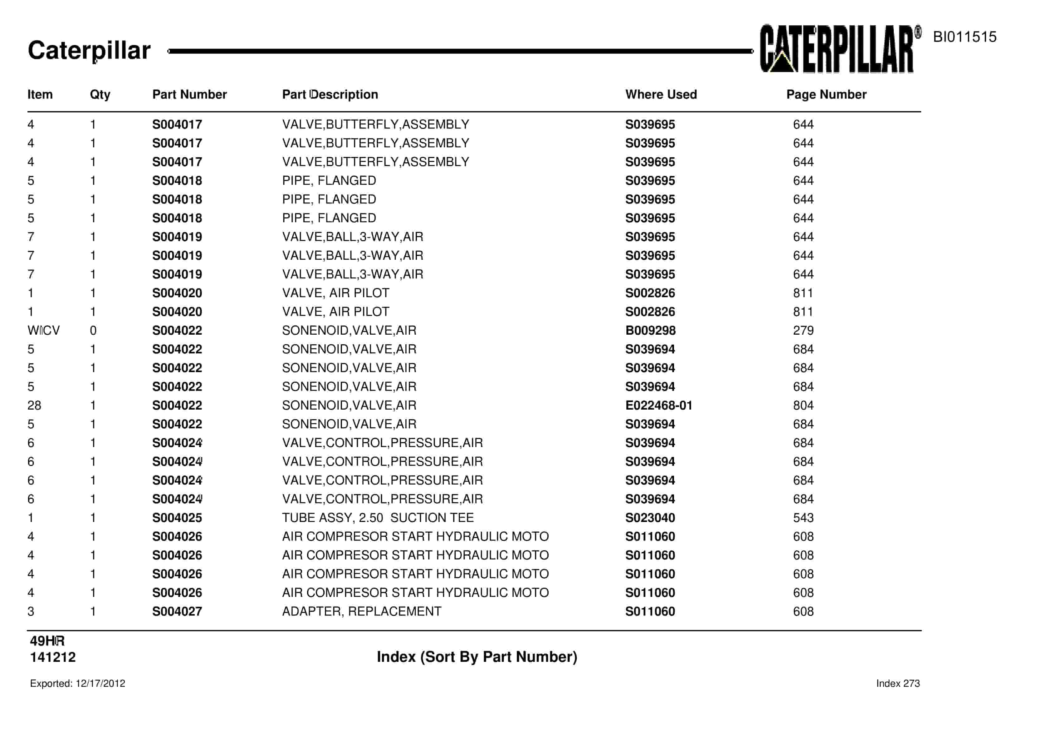 Caterpillar 49HR Parts Manual BI011515-5