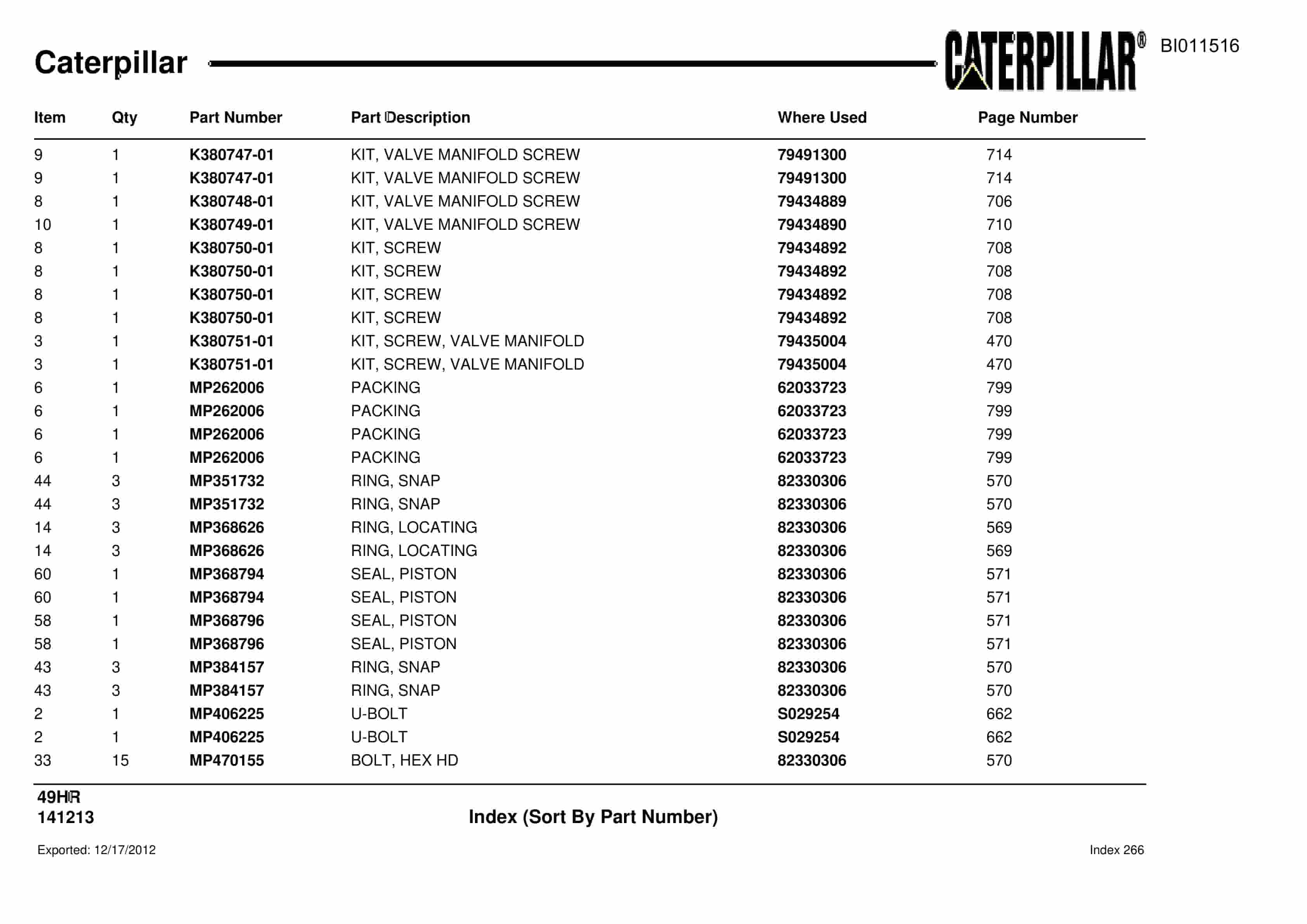Caterpillar 49HR Parts Manual BI011516-5