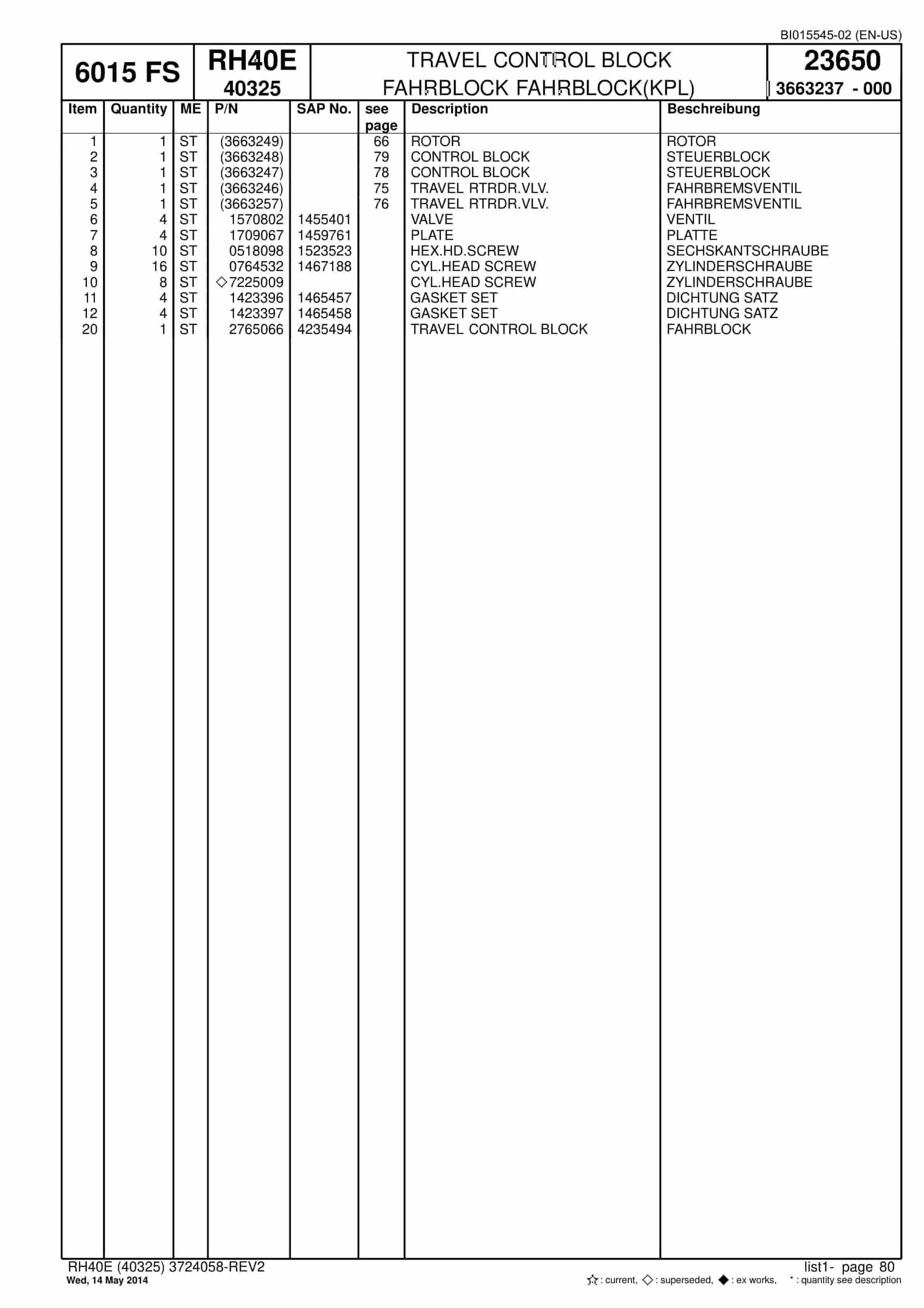 Caterpillar 6015 FS Hydraulic Shovel Spare Parts Manual BI015545-02-2
