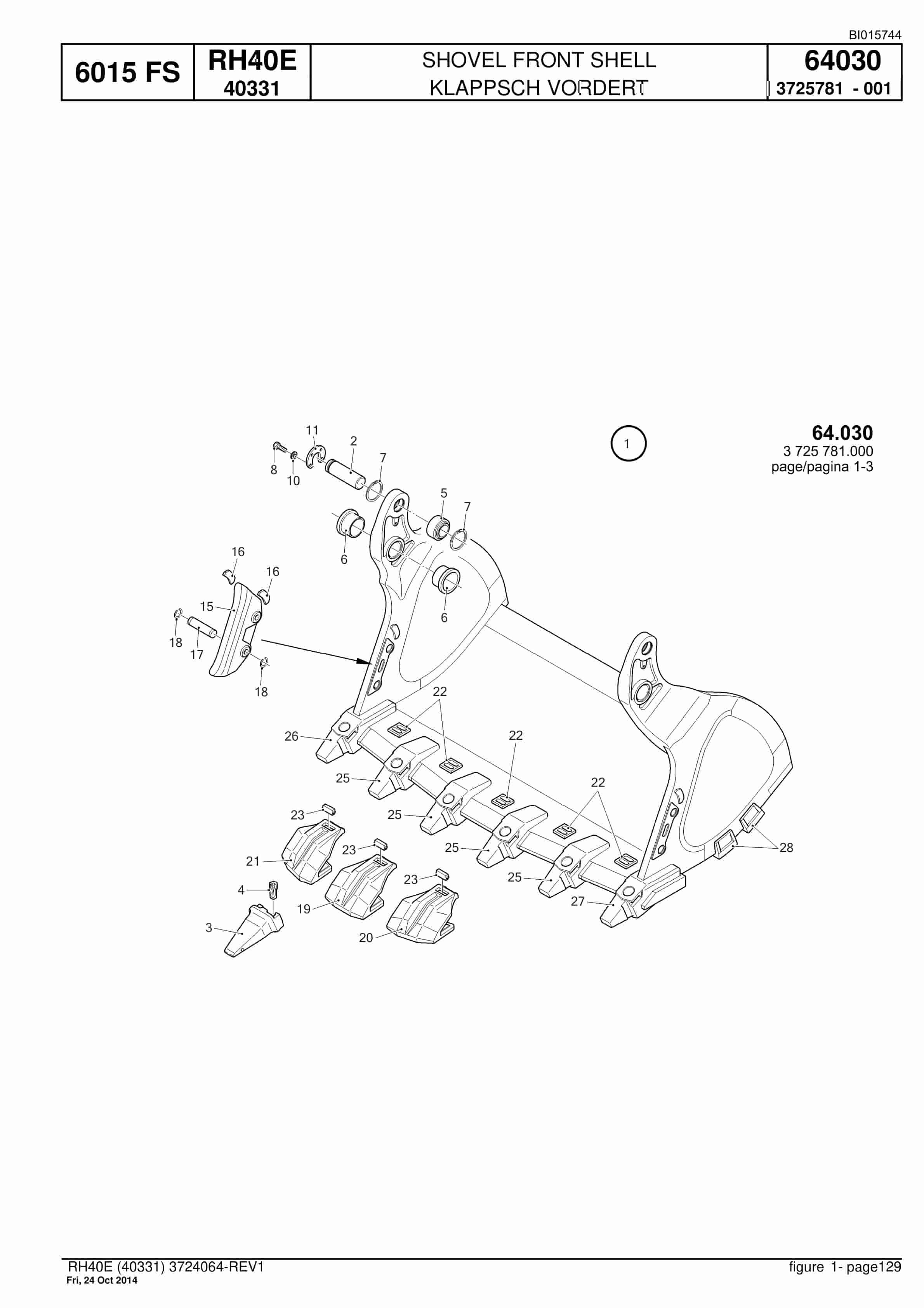 Caterpillar 6015 FS Hydraulic Shovel Spare Parts Manual BI015774-5