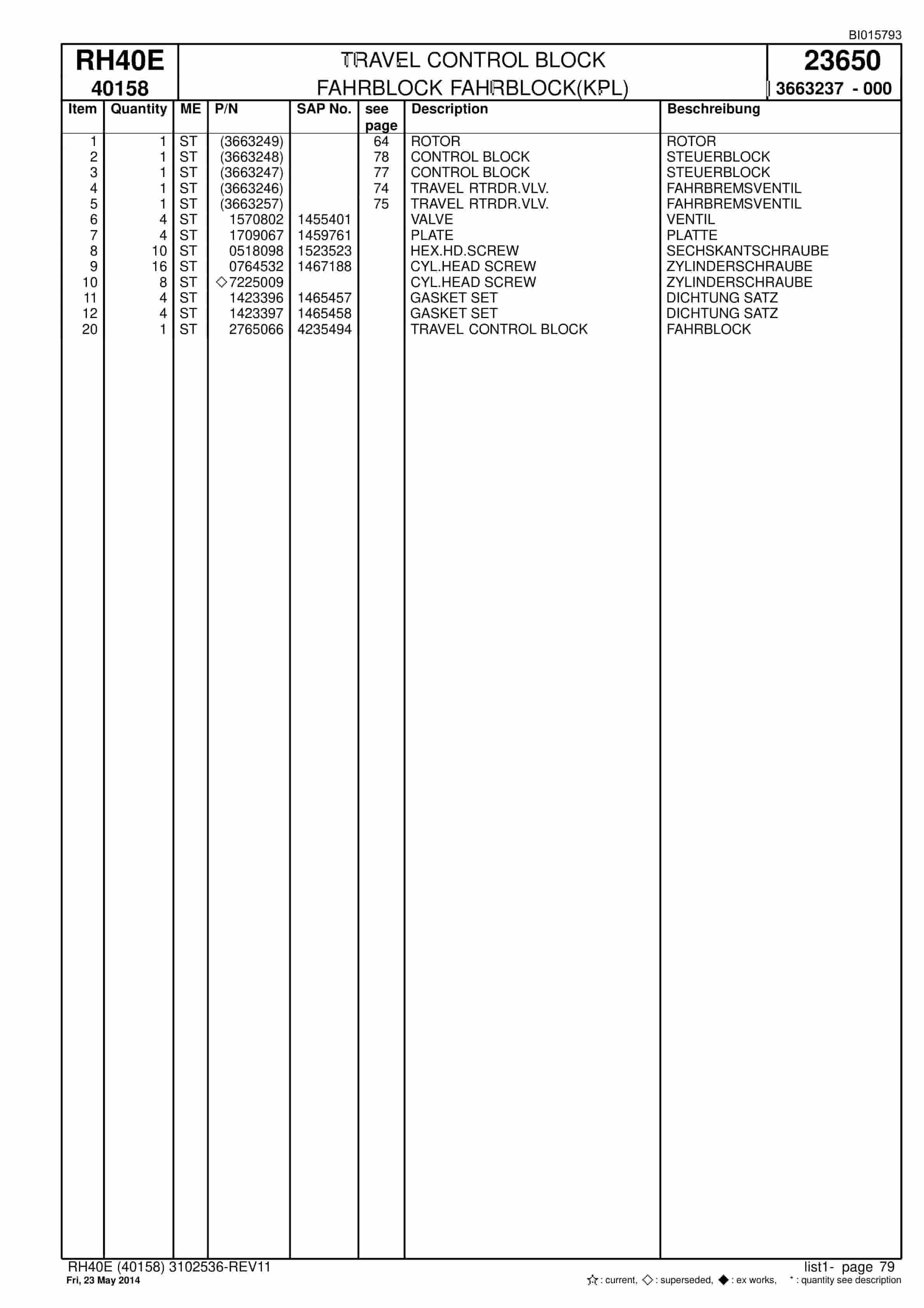 Caterpillar 6015 FS Hydraulic Shovel Spare Parts Manual BI015793-2