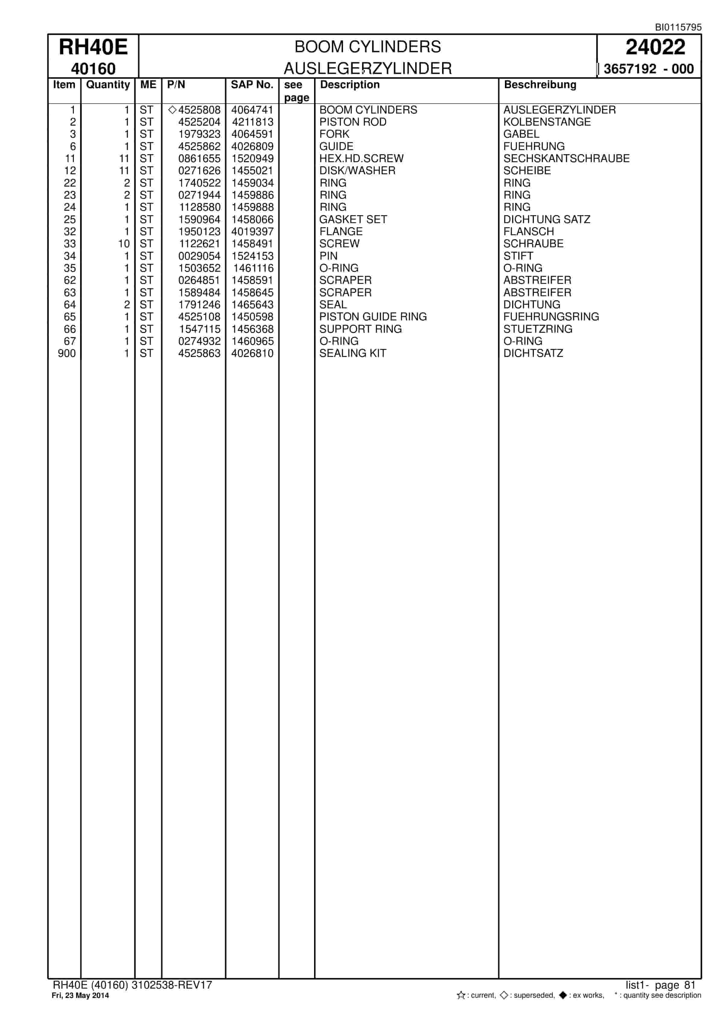 Caterpillar 6015 FS Hydraulic Shovel Spare Parts Manual BI015795-2