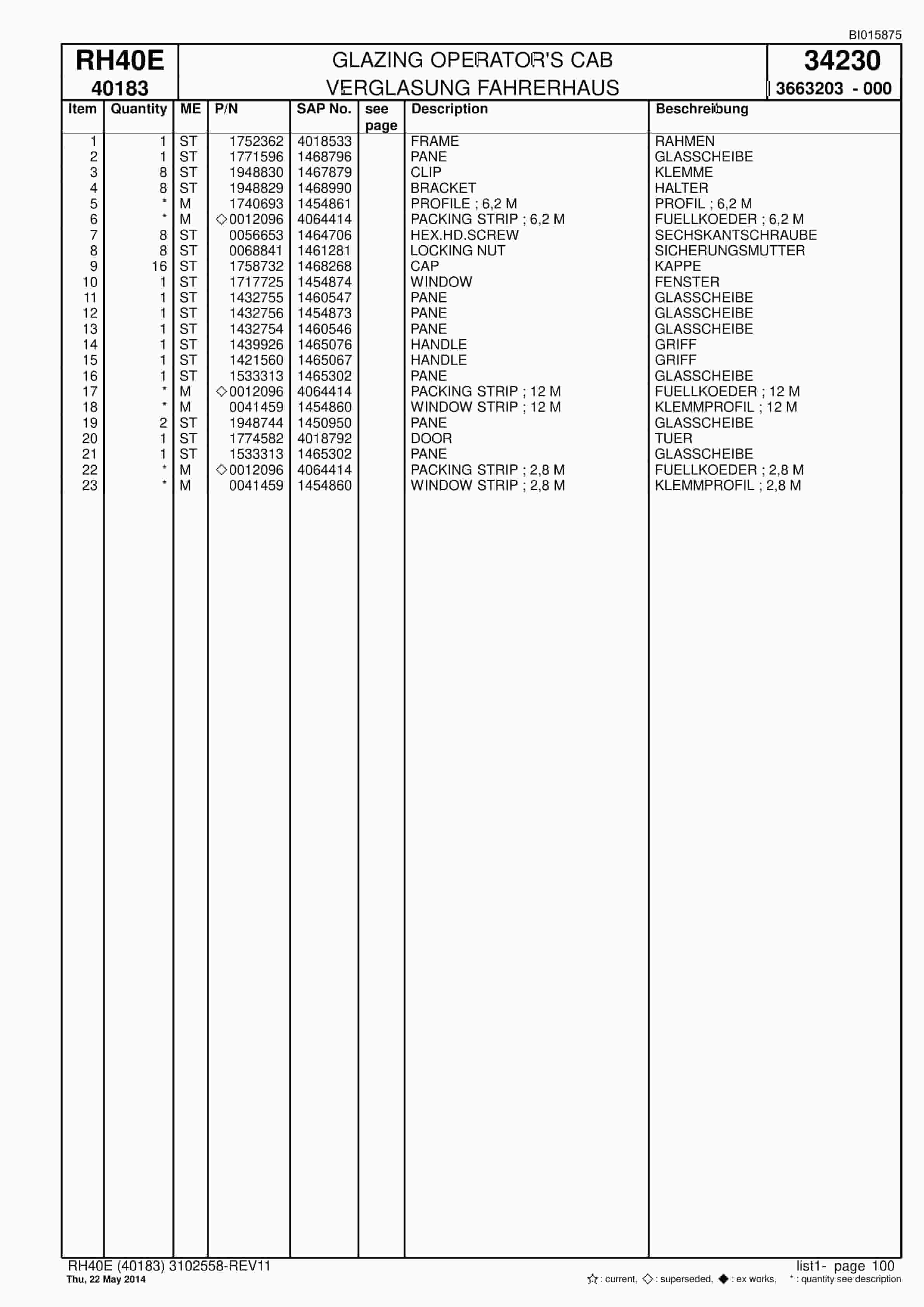Caterpillar 6015 FS Hydraulic Shovel Spare Parts Manual BI015875-3