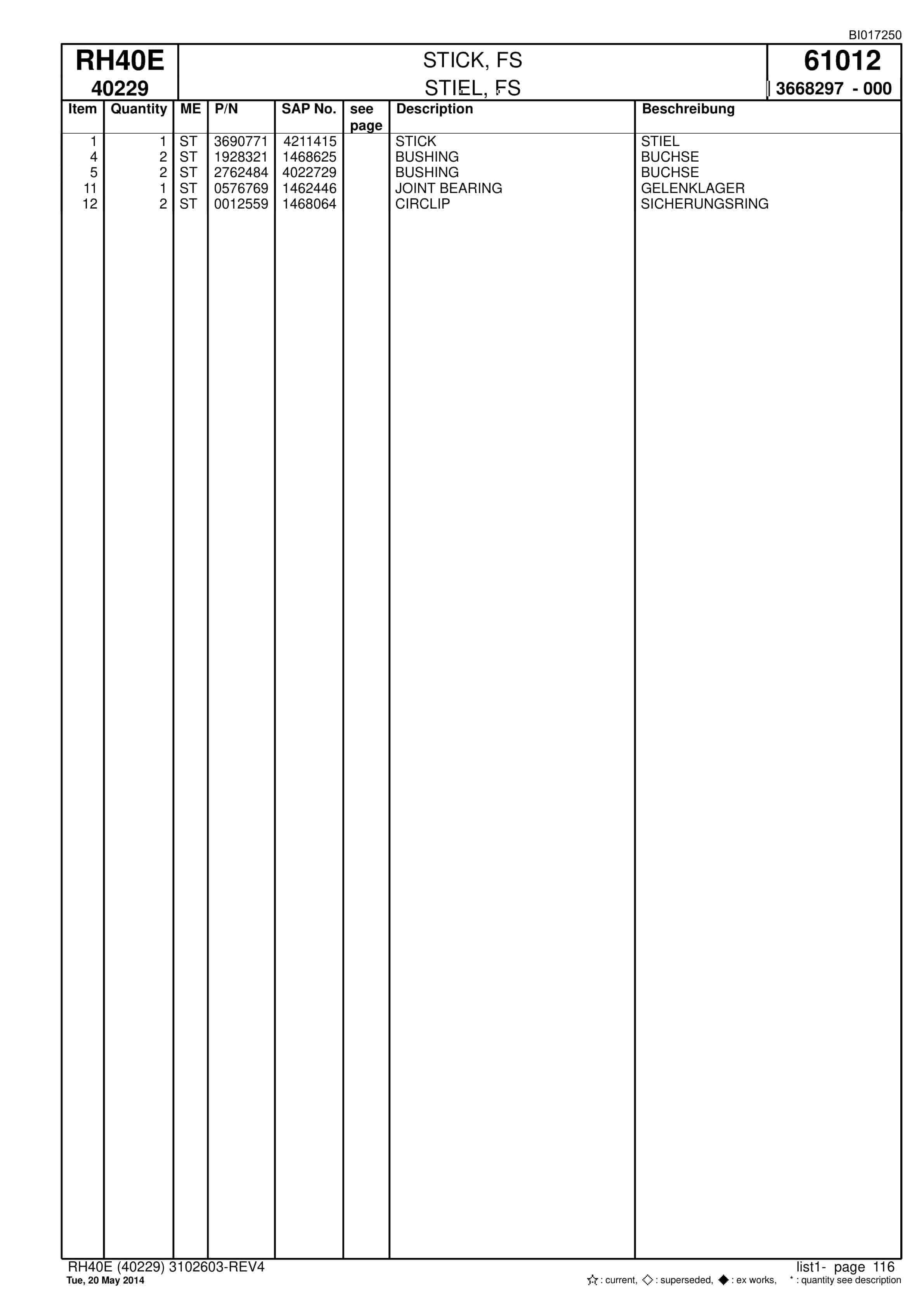 Caterpillar 6015 FS Hydraulic Shovel Spare Parts Manual BI017250-4