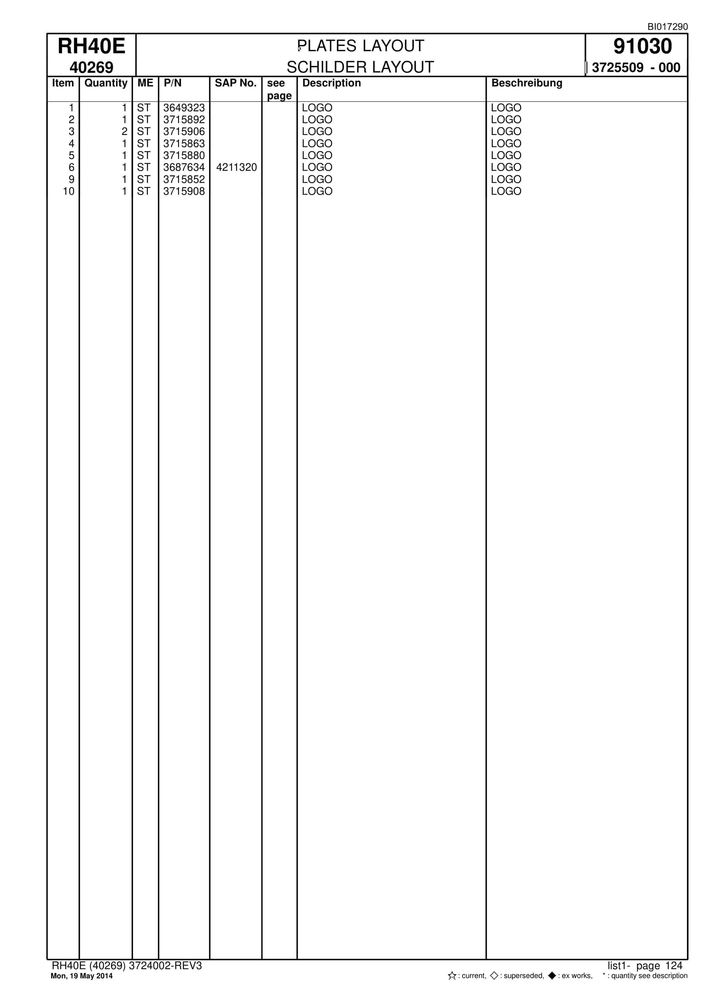 Caterpillar 6015 FS Hydraulic Shovel Spare Parts Manual BI017290-5