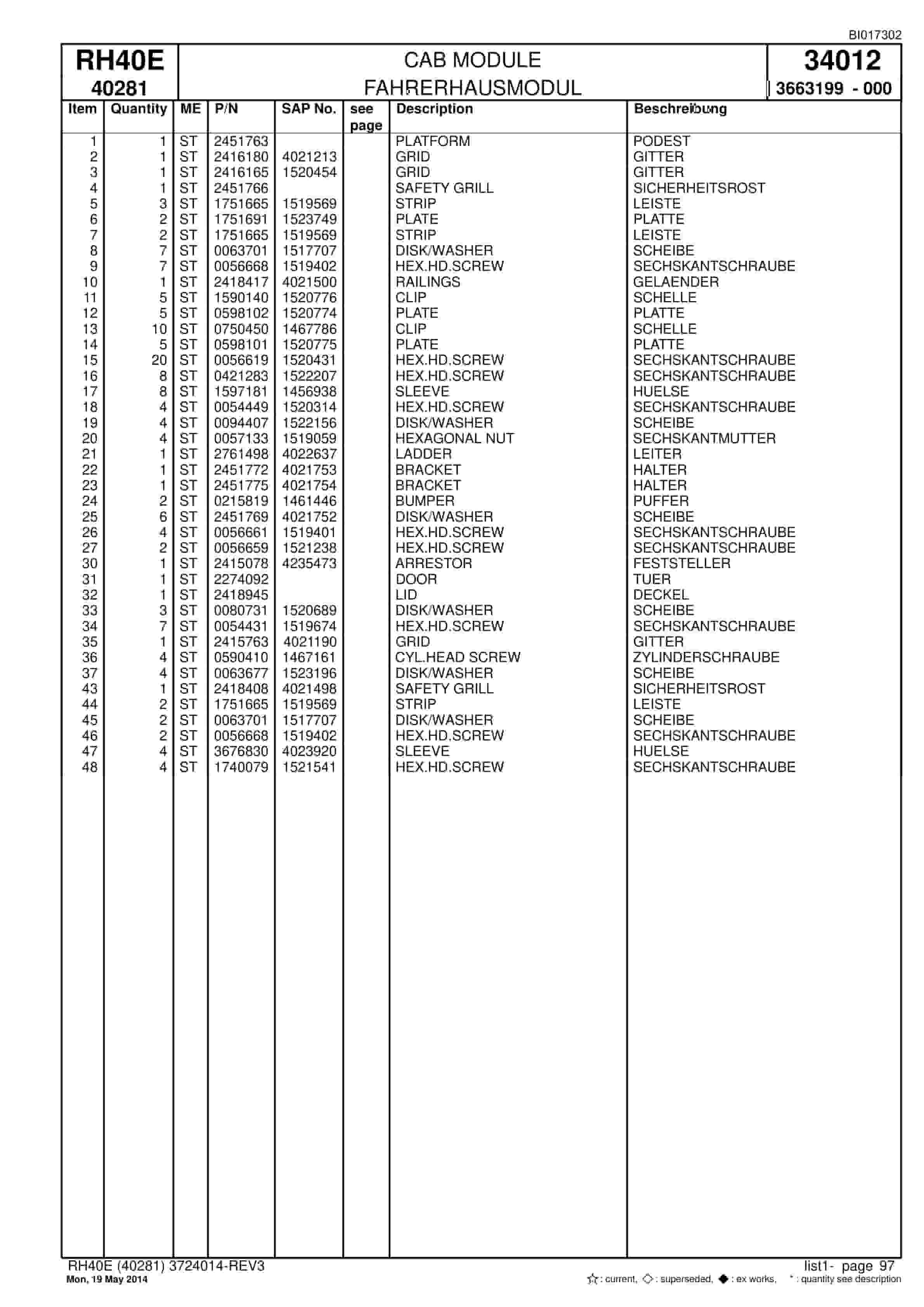 Caterpillar 6015 FS Hydraulic Shovel Spare Parts Manual BI017302-3