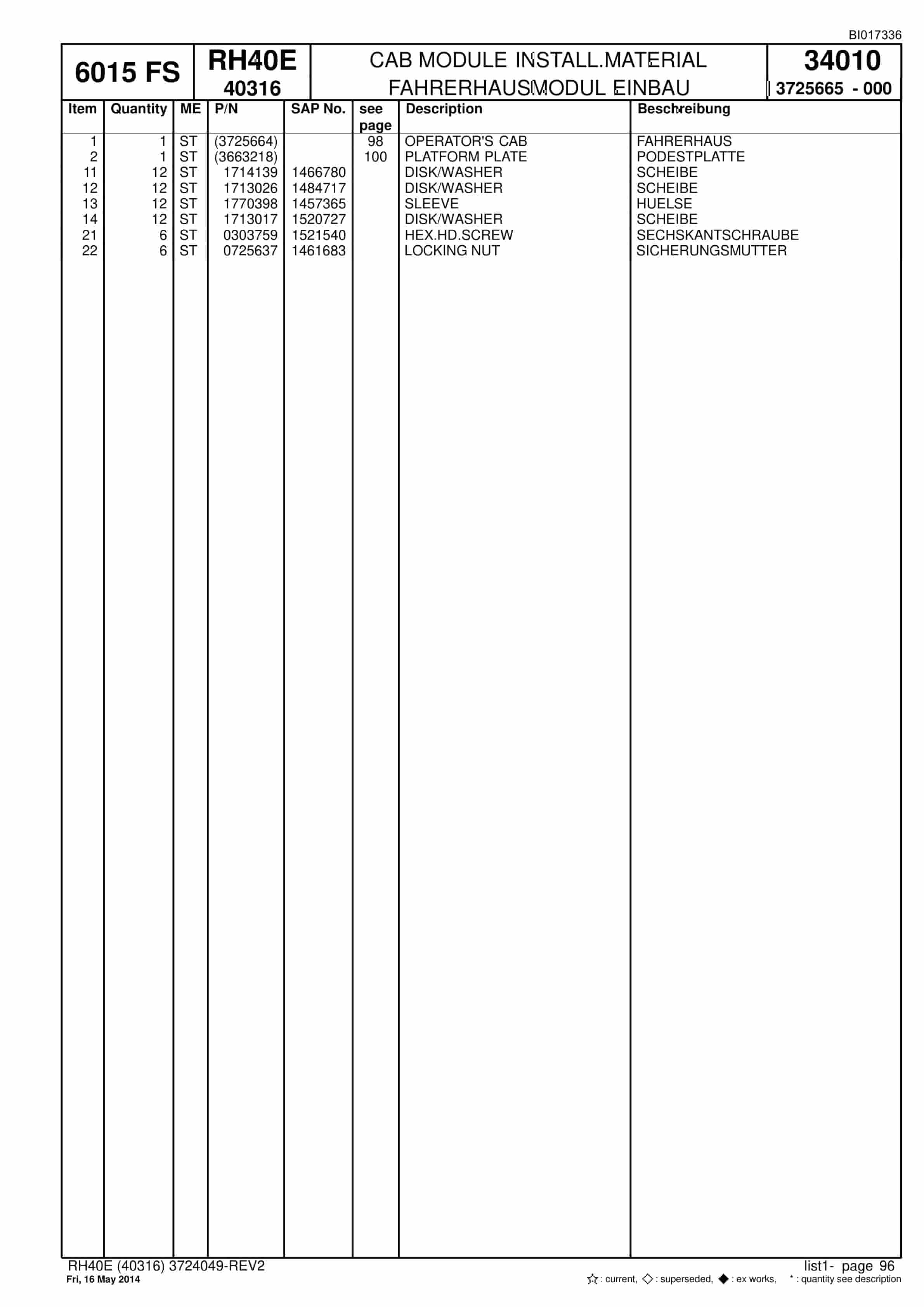 Caterpillar 6015 FS Hydraulic Shovel Spare Parts Manual BI017336-3