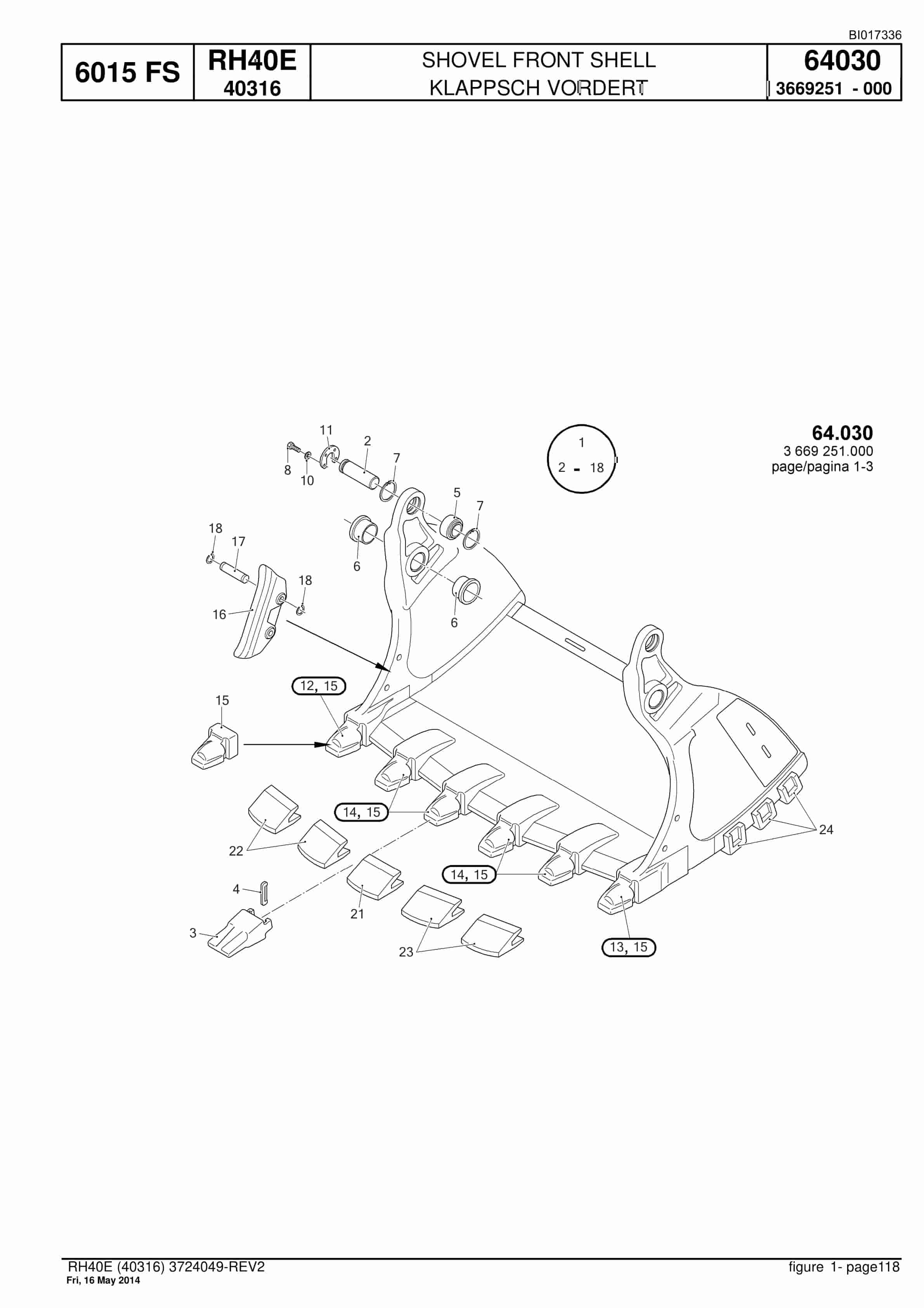 Caterpillar 6015 FS Hydraulic Shovel Spare Parts Manual BI017336-5