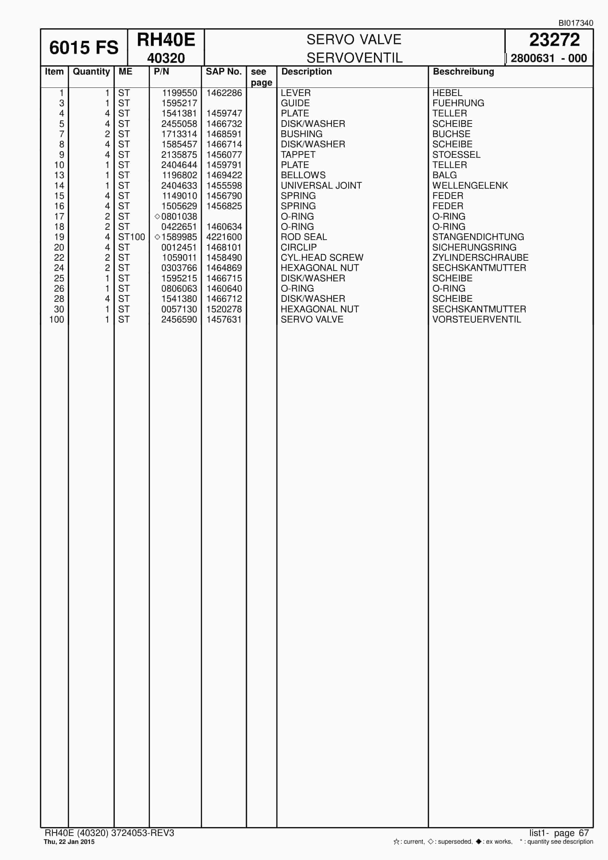 Caterpillar 6015 FS Hydraulic Shovel Spare Parts Manual BI017340-2