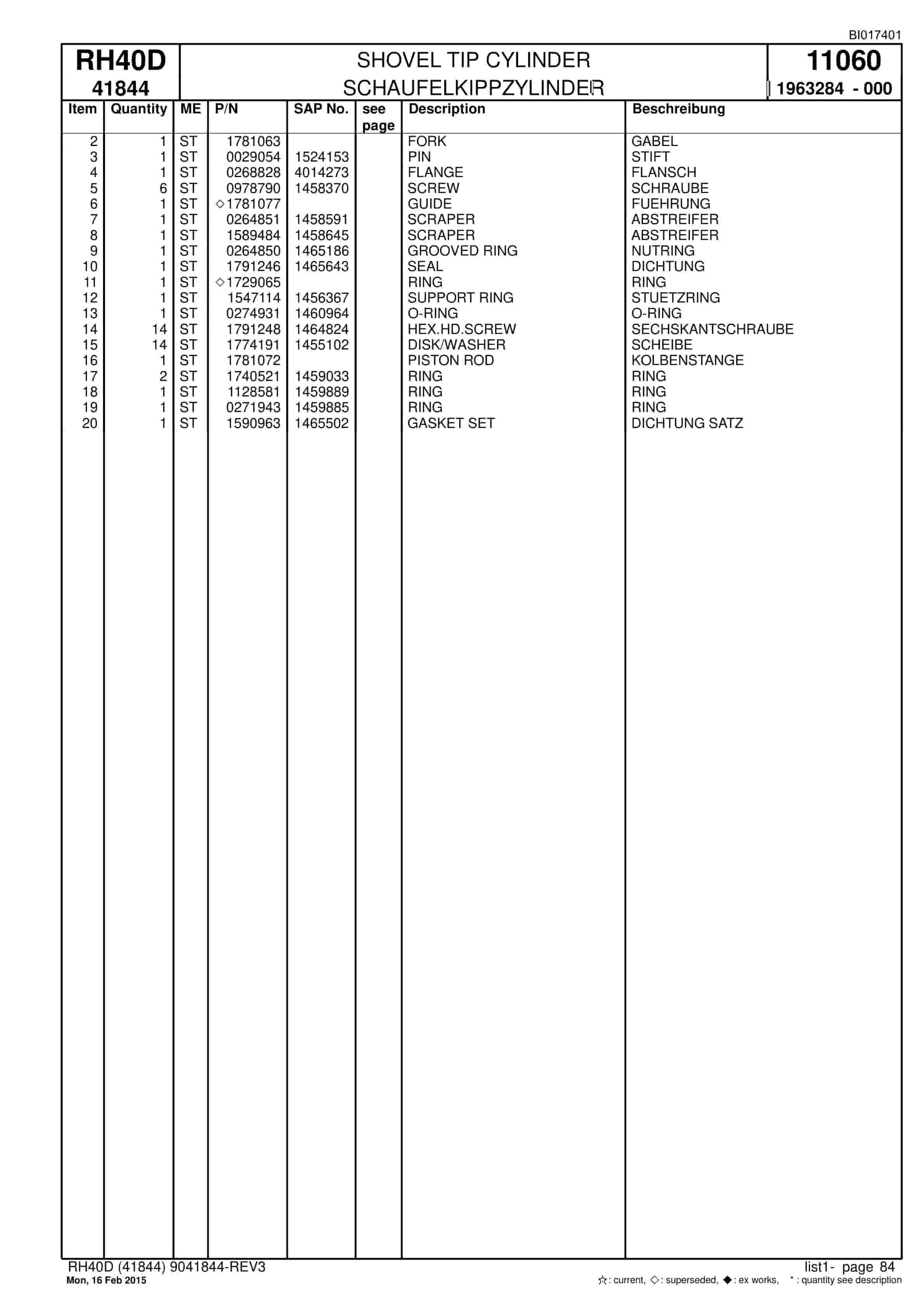 Caterpillar 6015 FS Hydraulic Shovel Spare Parts Manual BI017401-4
