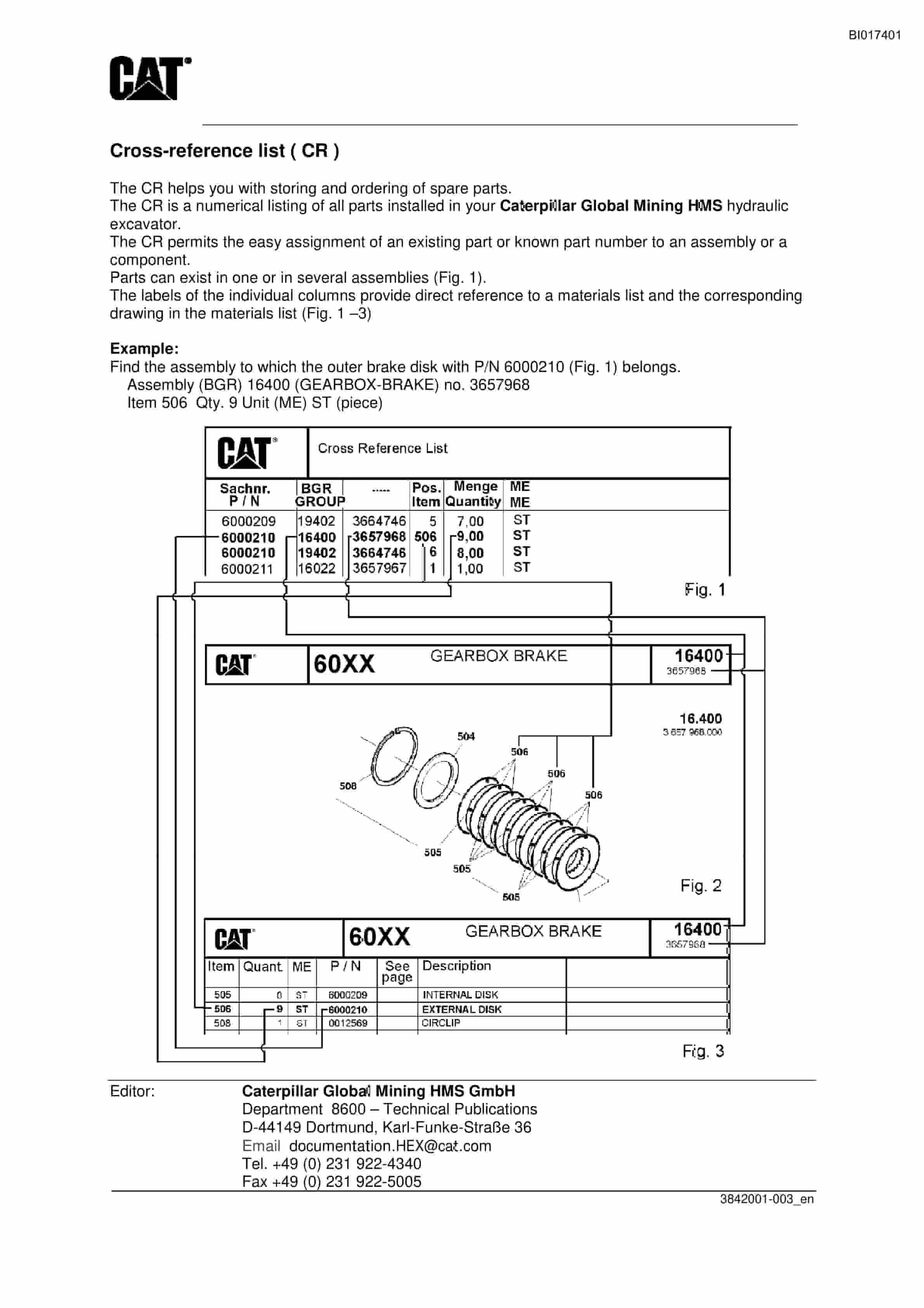 Caterpillar 6015 FS Hydraulic Shovel Spare Parts Manual BI017401-5