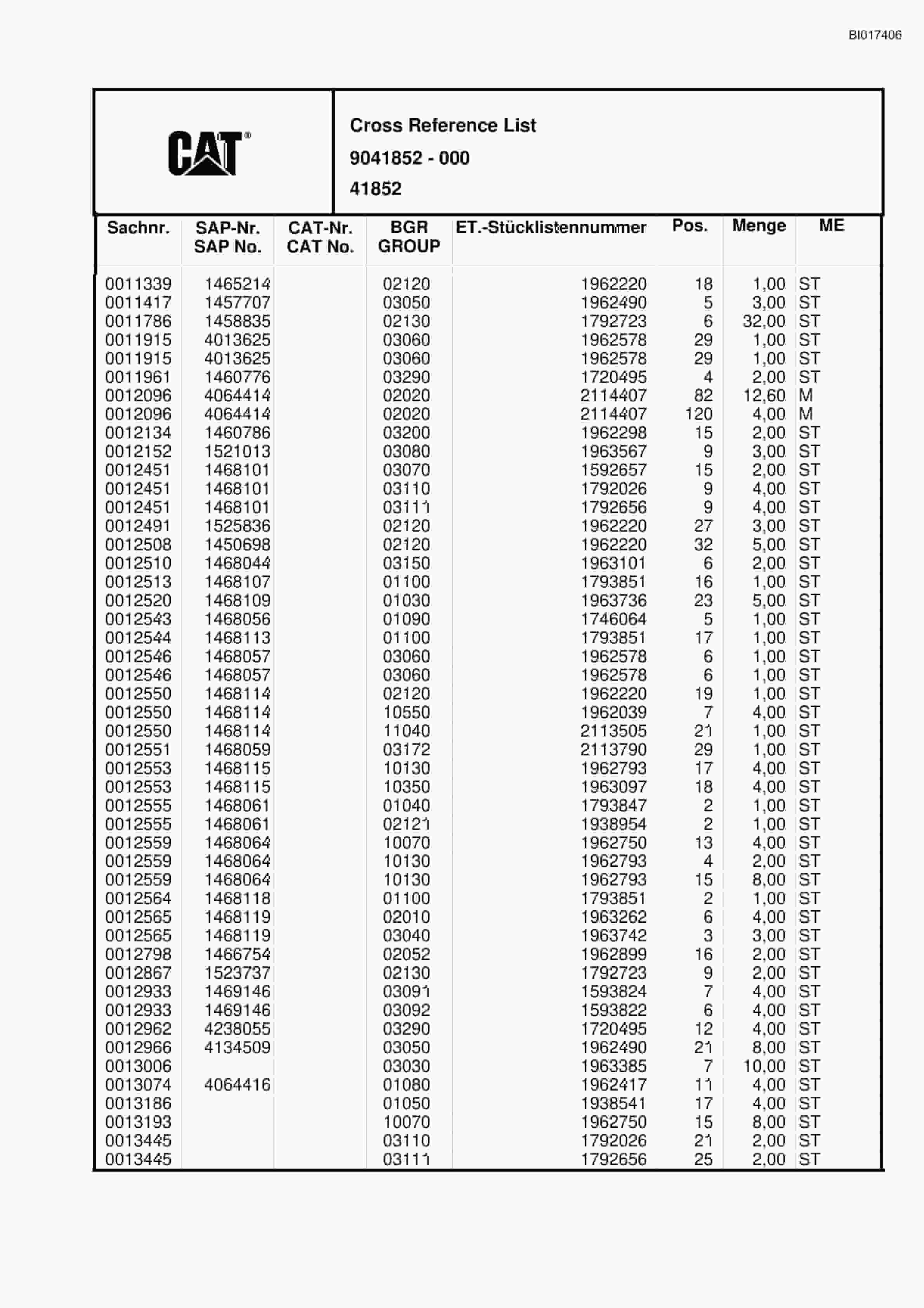 Caterpillar 6015 FS Hydraulic Shovel Spare Parts Manual BI017406-5