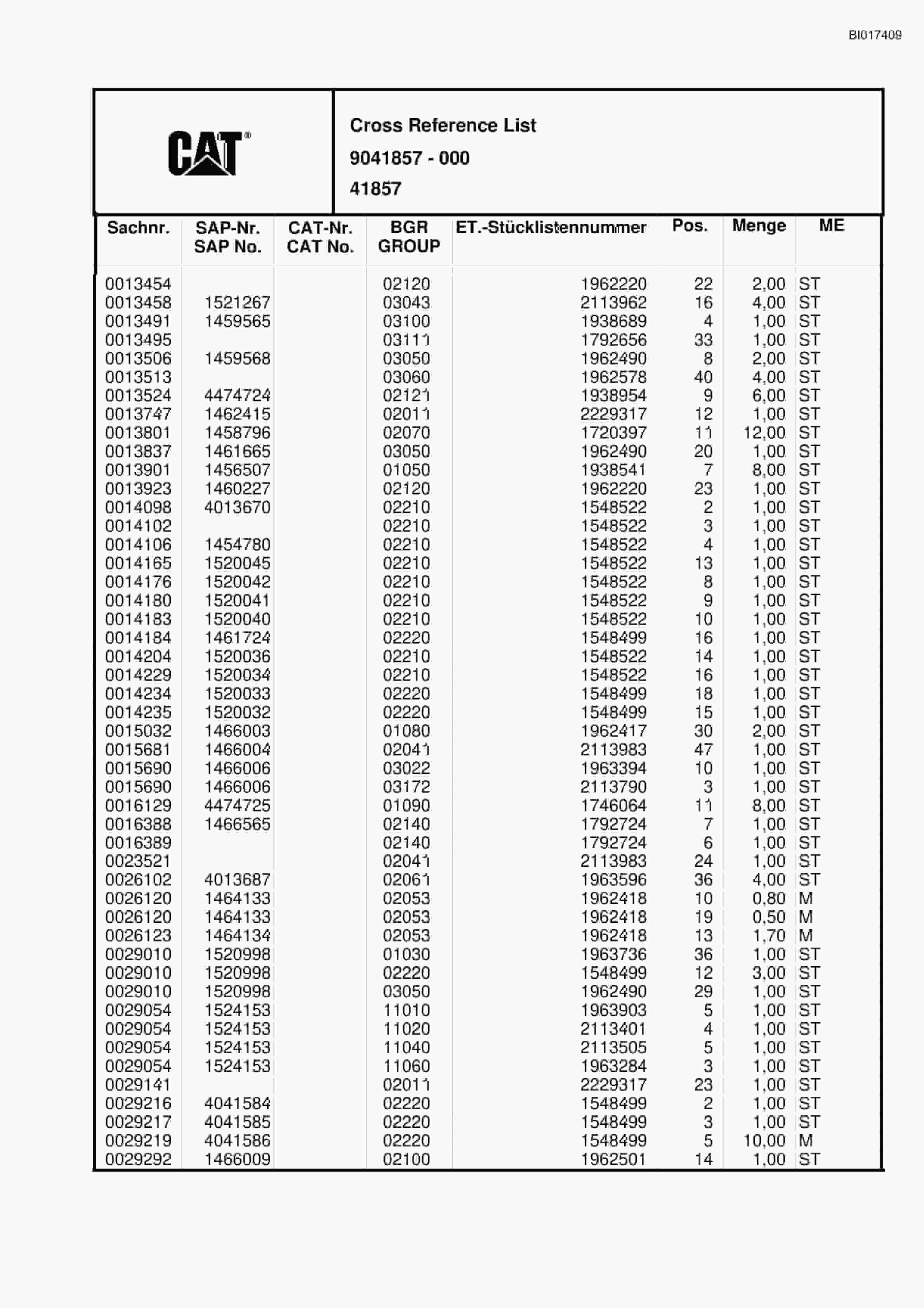 Caterpillar 6015 FS Hydraulic Shovel Spare Parts Manual BI017409-5