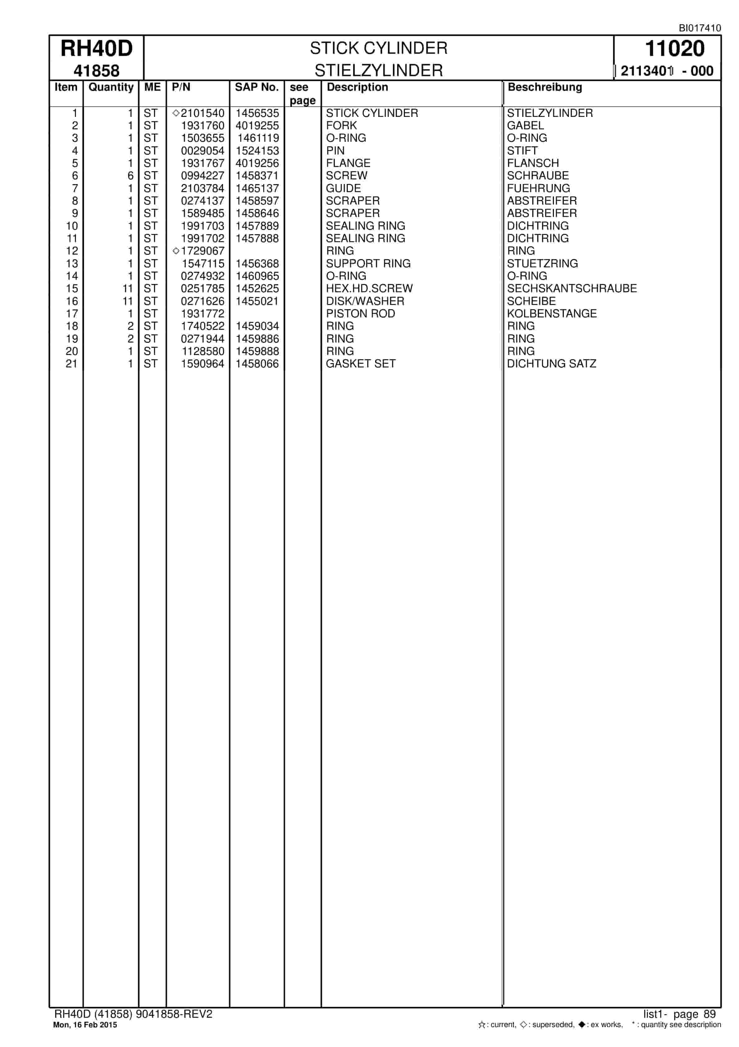 Caterpillar 6015 FS Hydraulic Shovel Spare Parts Manual BI017410-4