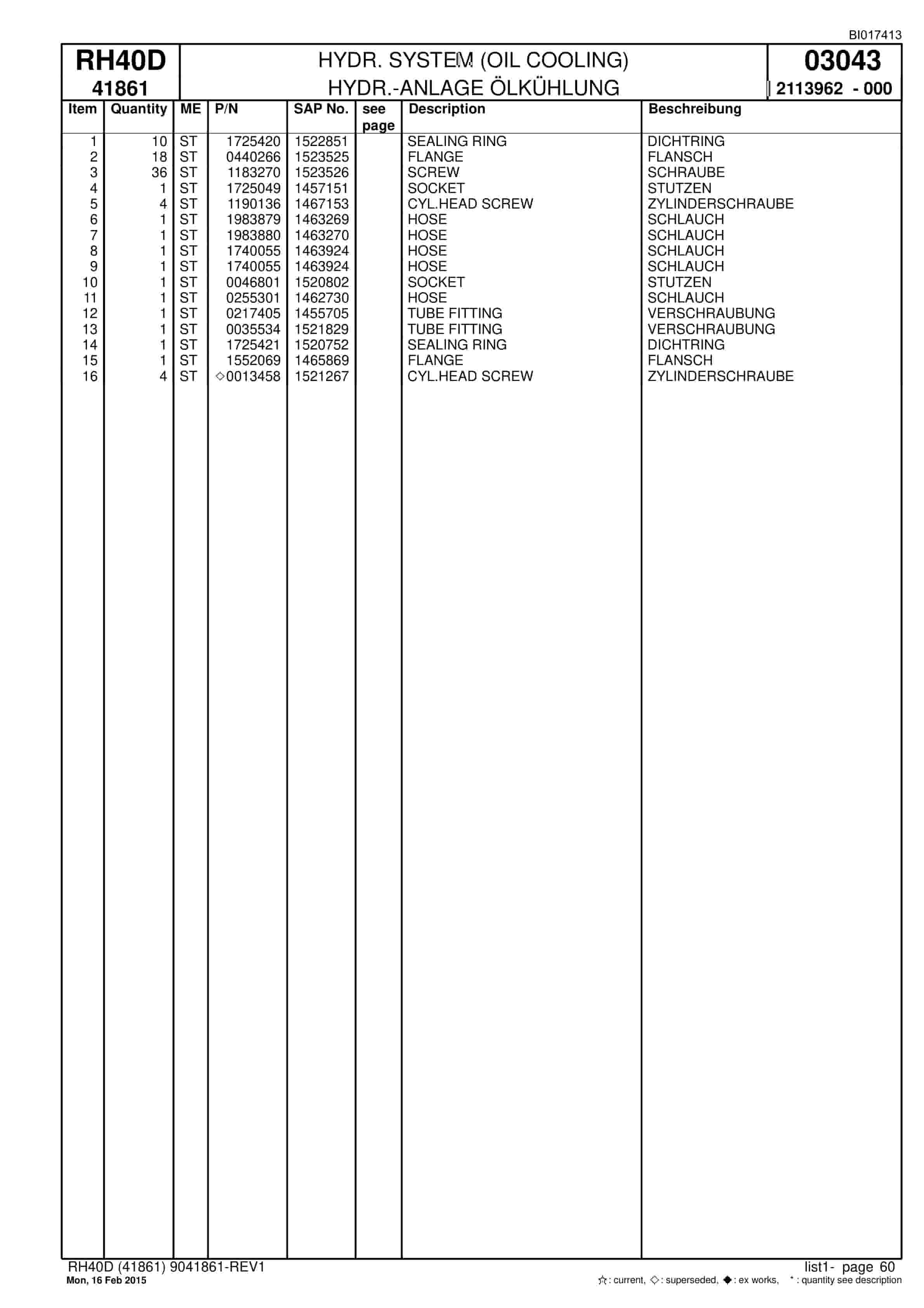 Caterpillar 6015 FS Hydraulic Shovel Spare Parts Manual BI017413-2