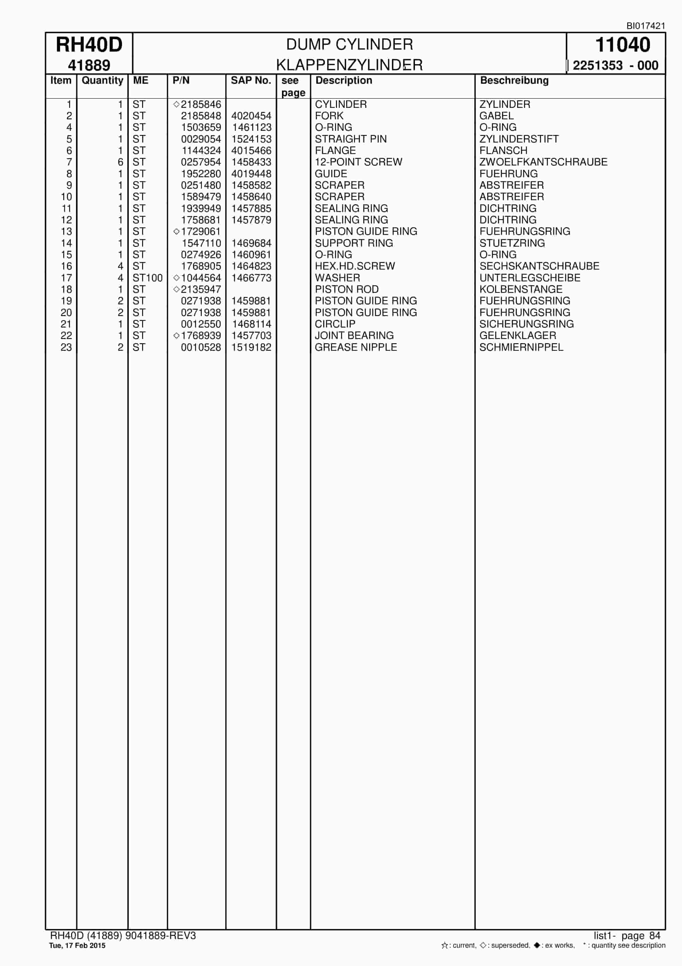 Caterpillar 6015 FS Hydraulic Shovel Spare Parts Manual BI017421-4