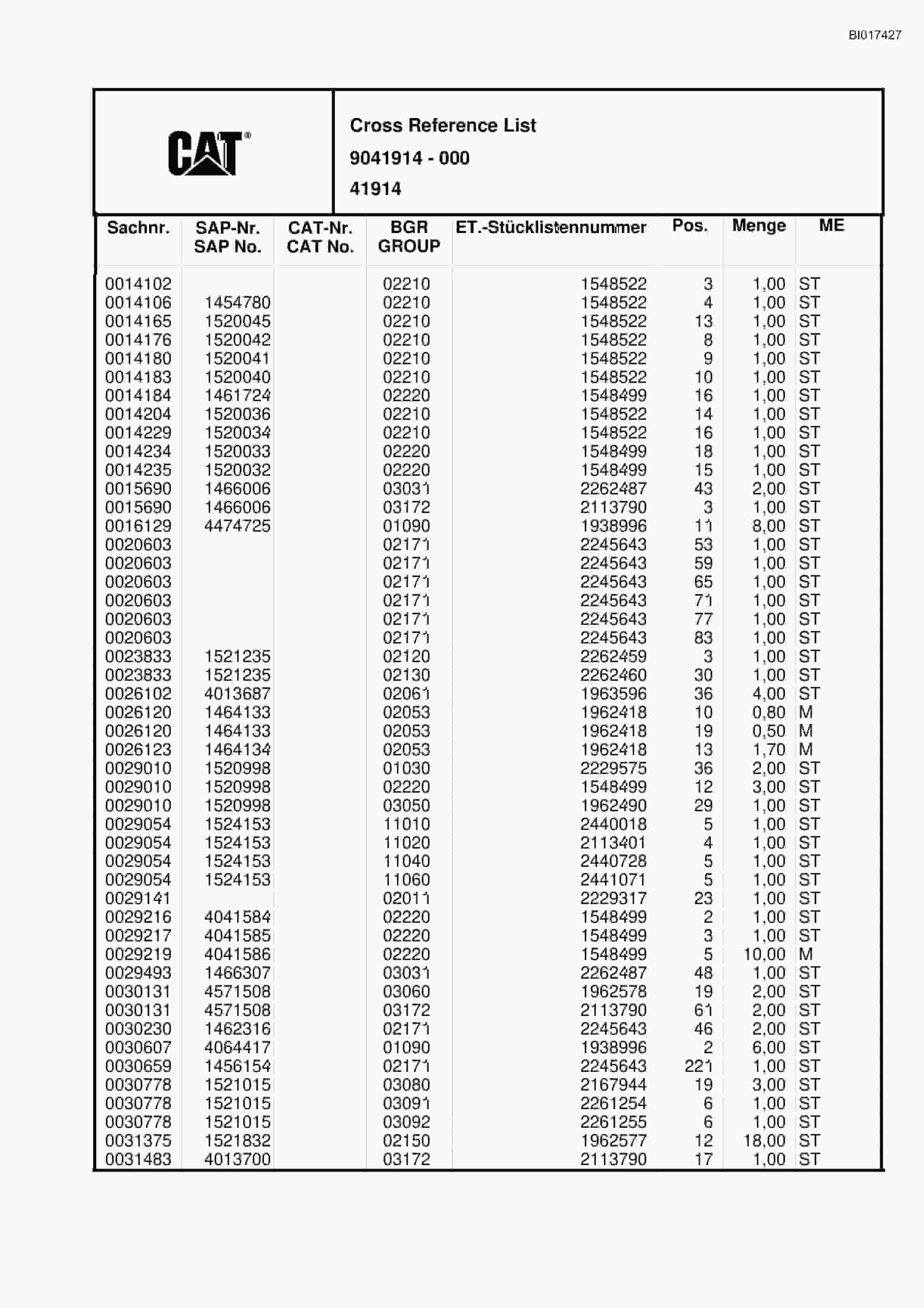 Caterpillar 6015 FS Hydraulic Shovel Spare Parts Manual BI017427-5