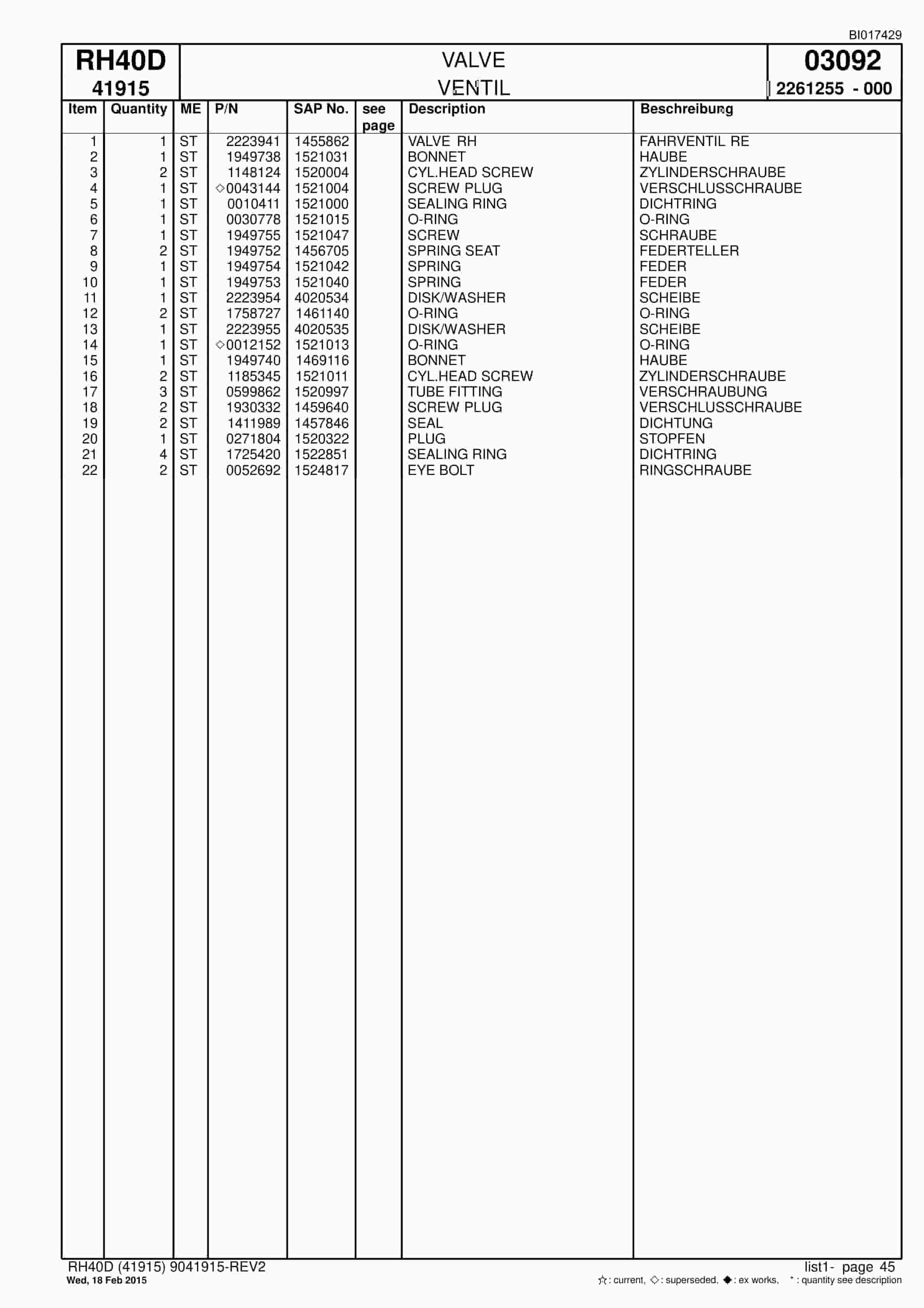 Caterpillar 6015 FS Hydraulic Shovel Spare Parts Manual BI017429-2