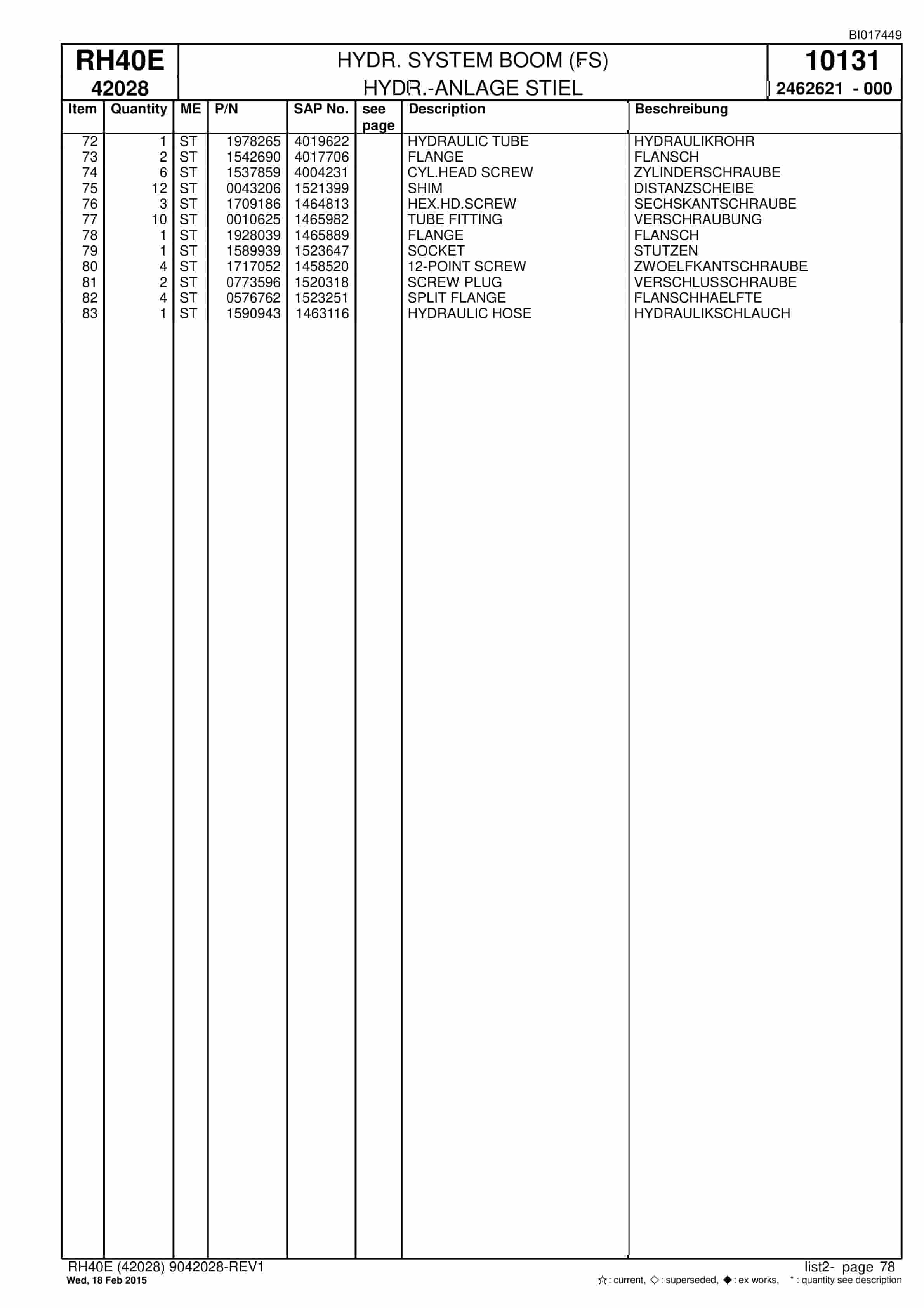 Caterpillar 6015 FS Hydraulic Shovel Spare Parts Manual BI017449-3