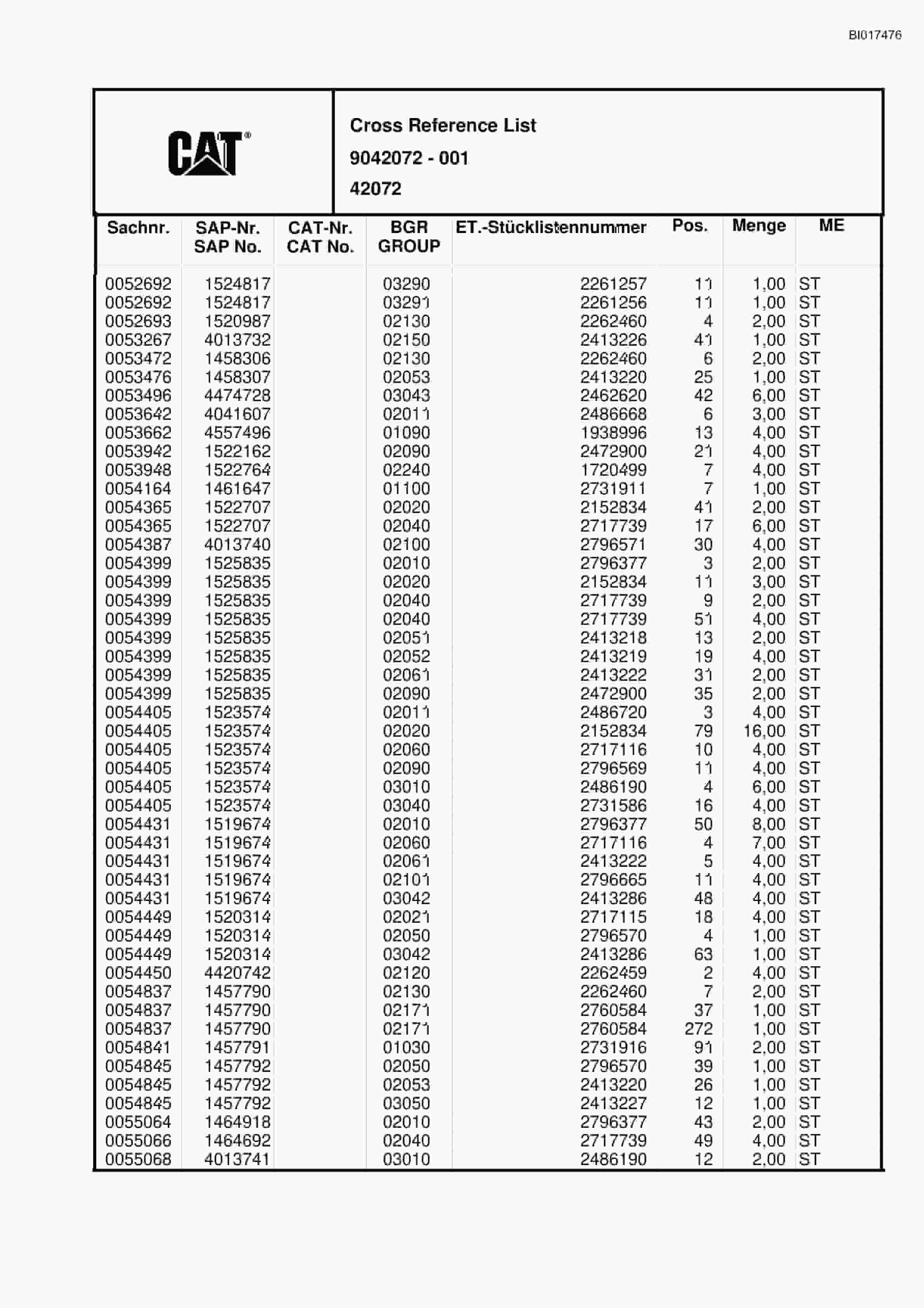 Caterpillar 6015 FS Hydraulic Shovel Spare Parts Manual BI017476-5