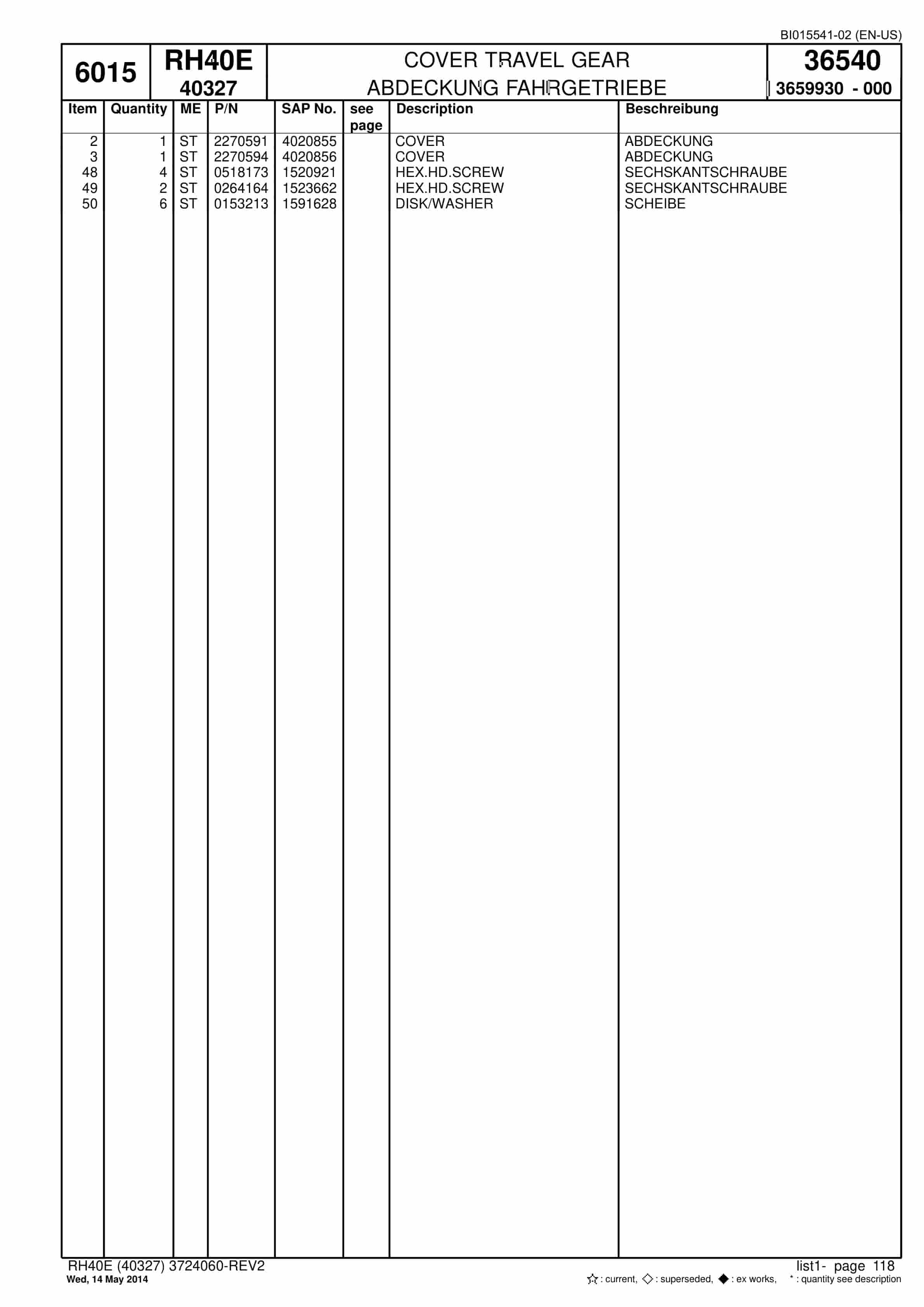 Caterpillar 6015 Hydraulic Shovel Spare Parts Manual BI015541-02-4