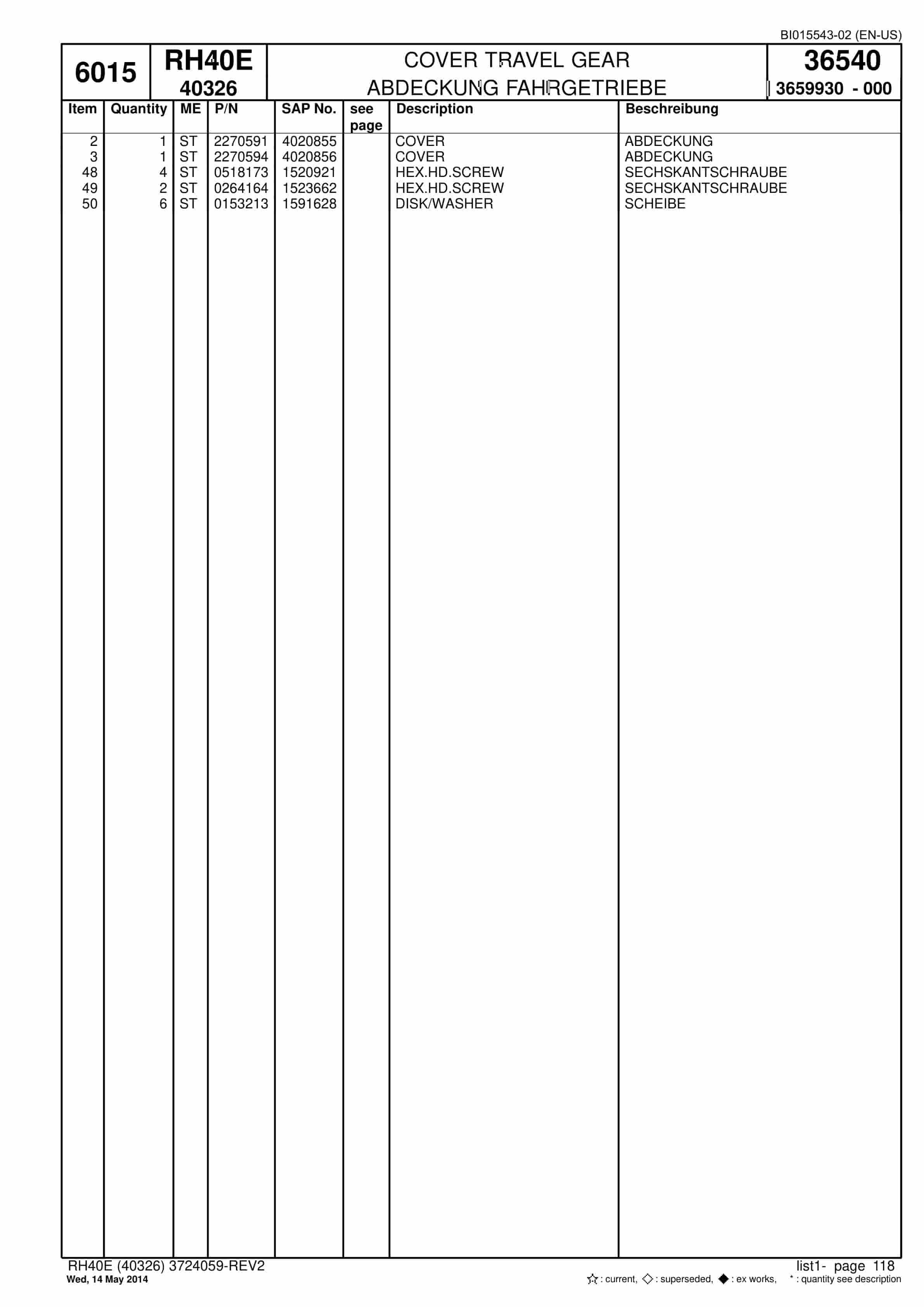 Caterpillar 6015 Hydraulic Shovel Spare Parts Manual BI015543-02-4