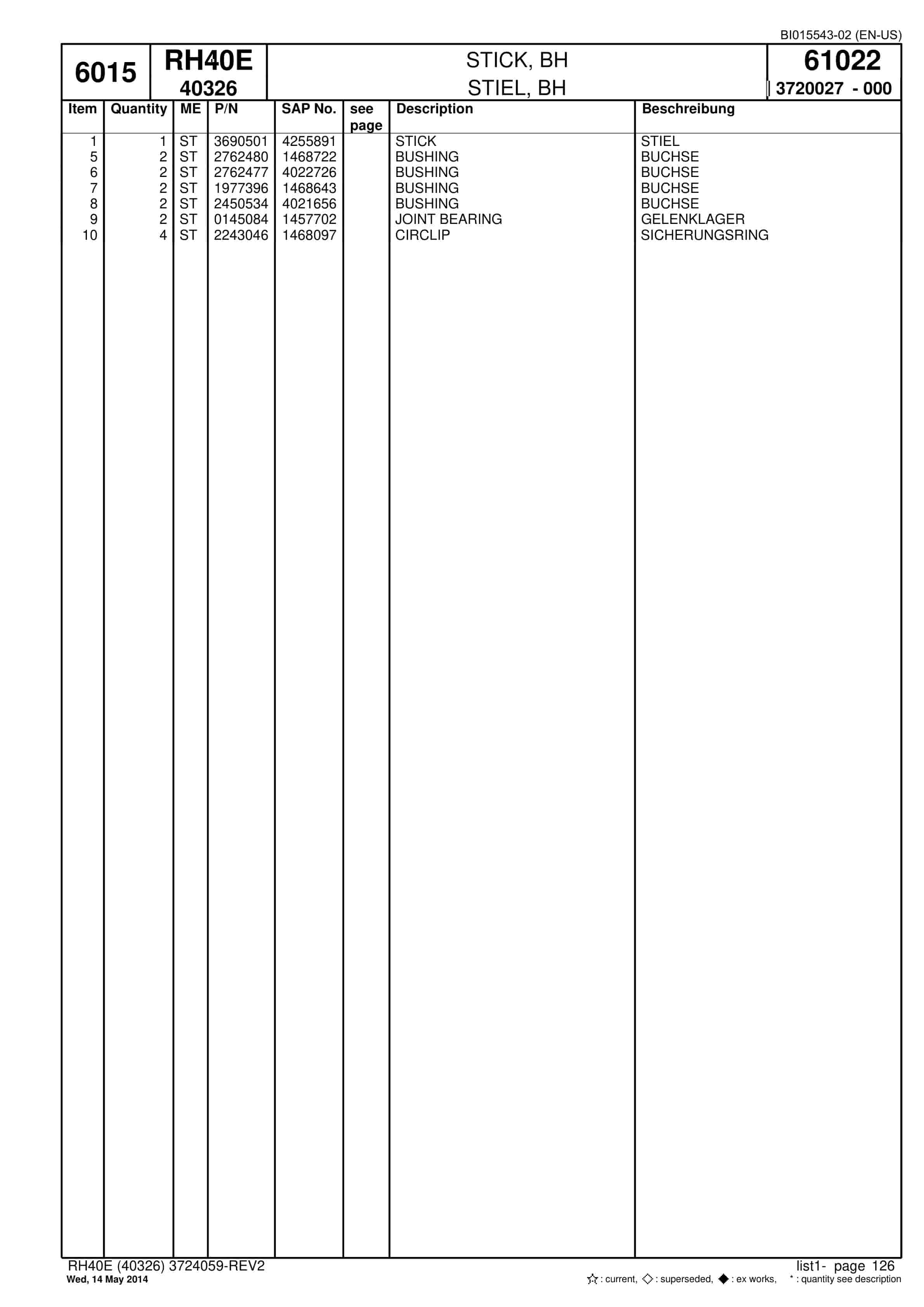 Caterpillar 6015 Hydraulic Shovel Spare Parts Manual BI015543-02-5