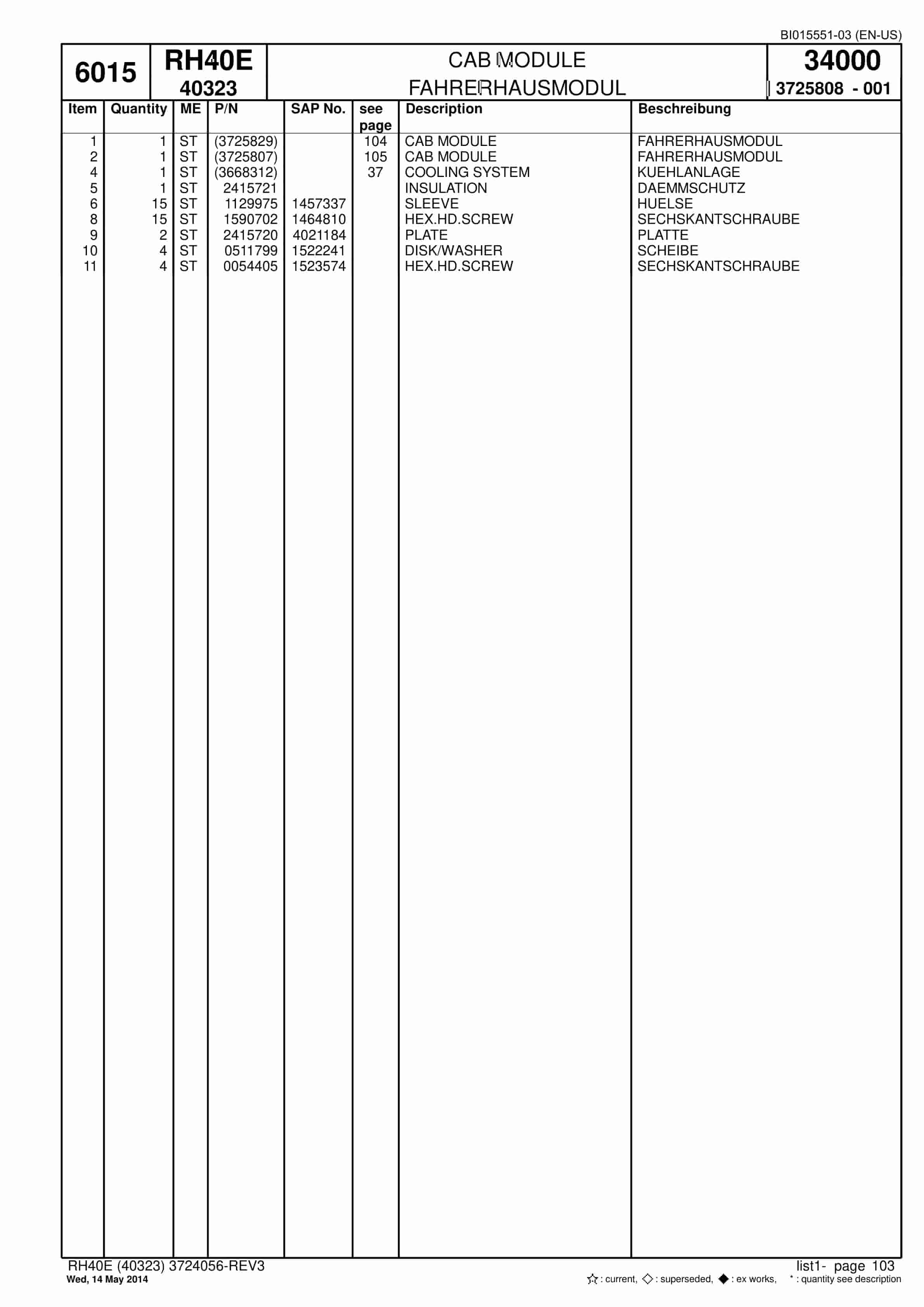 Caterpillar 6015 Hydraulic Shovel Spare Parts Manual BI015551-03-3