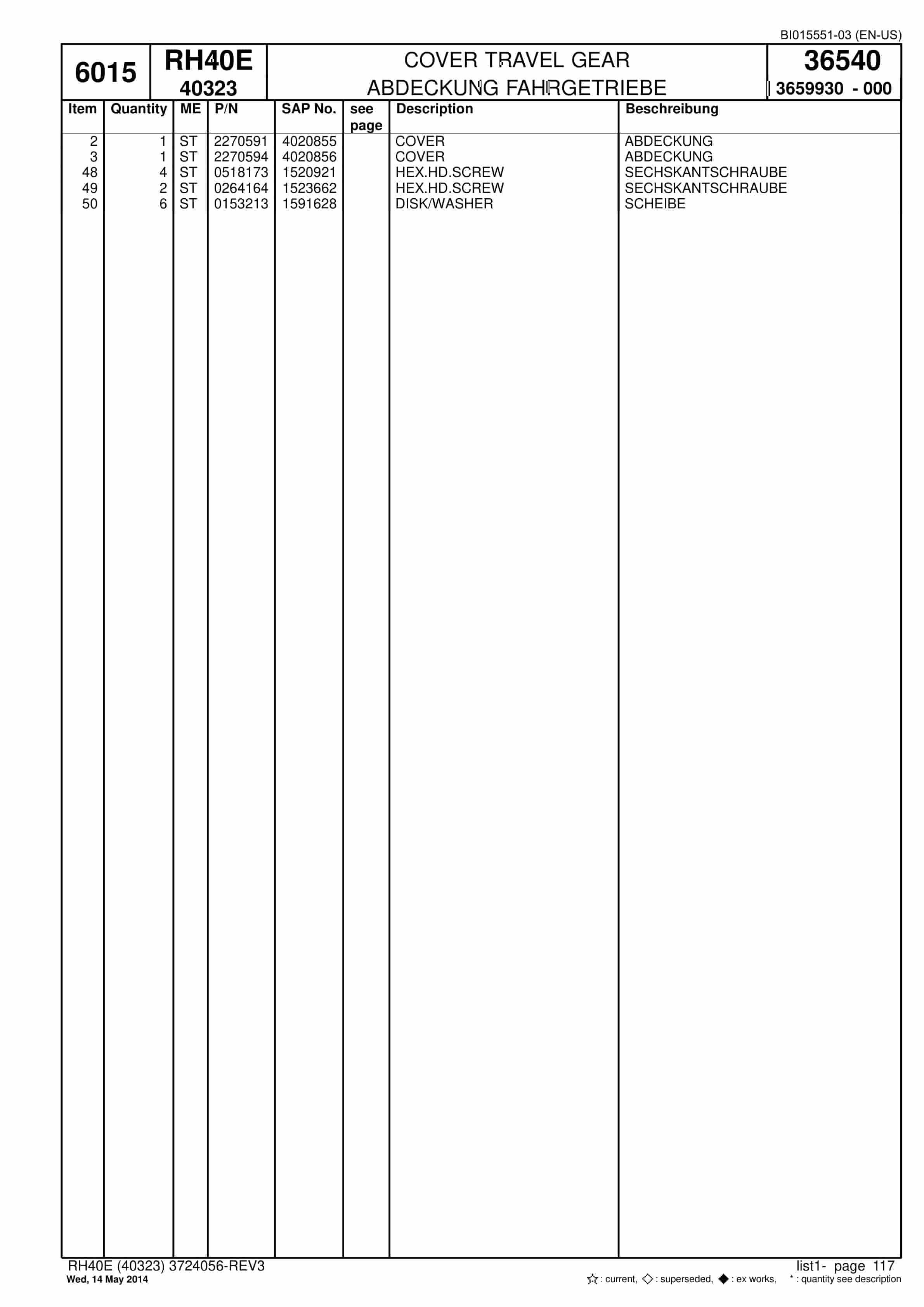 Caterpillar 6015 Hydraulic Shovel Spare Parts Manual BI015551-03-4