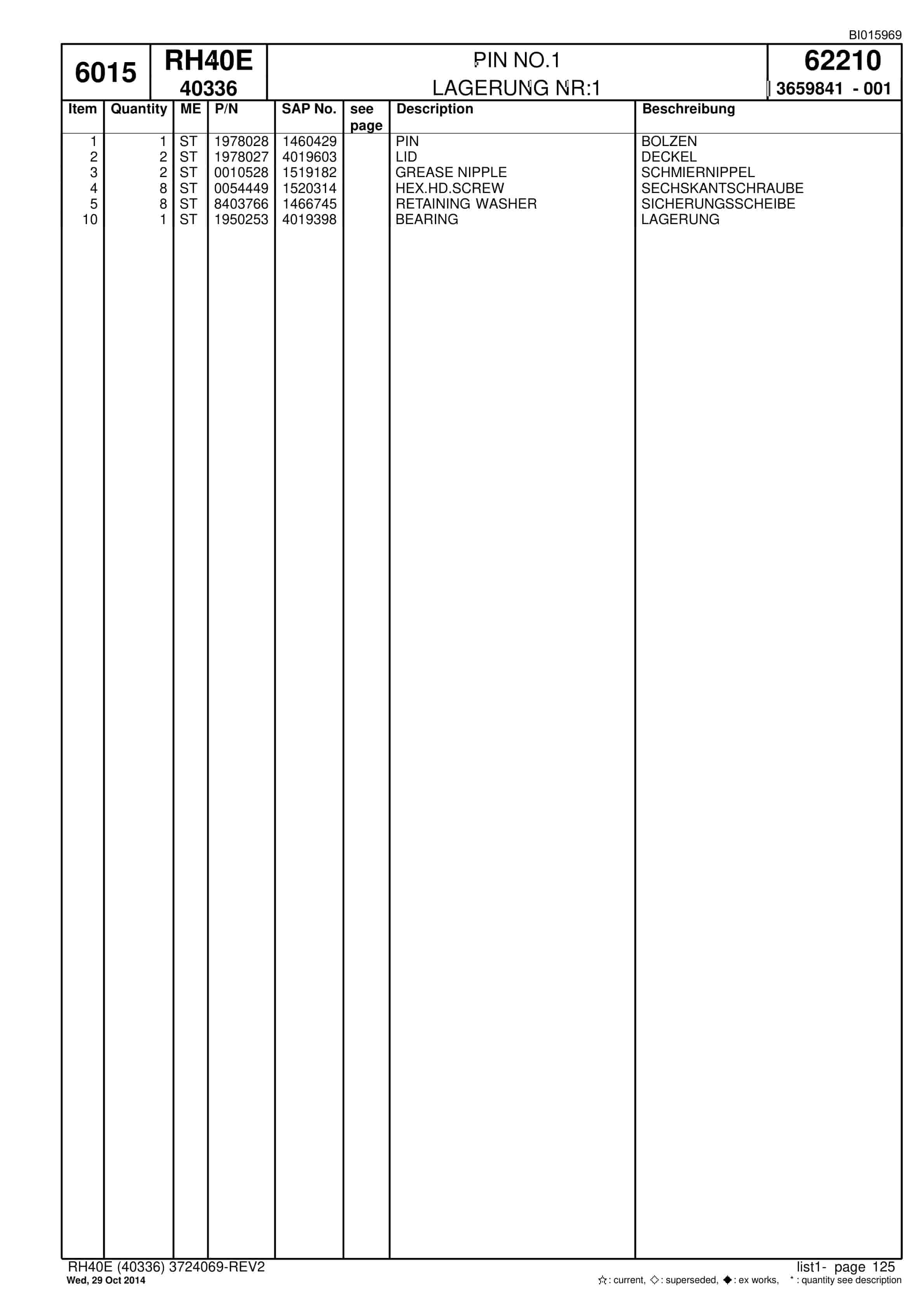 Caterpillar 6015 Hydraulic Shovel Spare Parts Manual BI015696-5