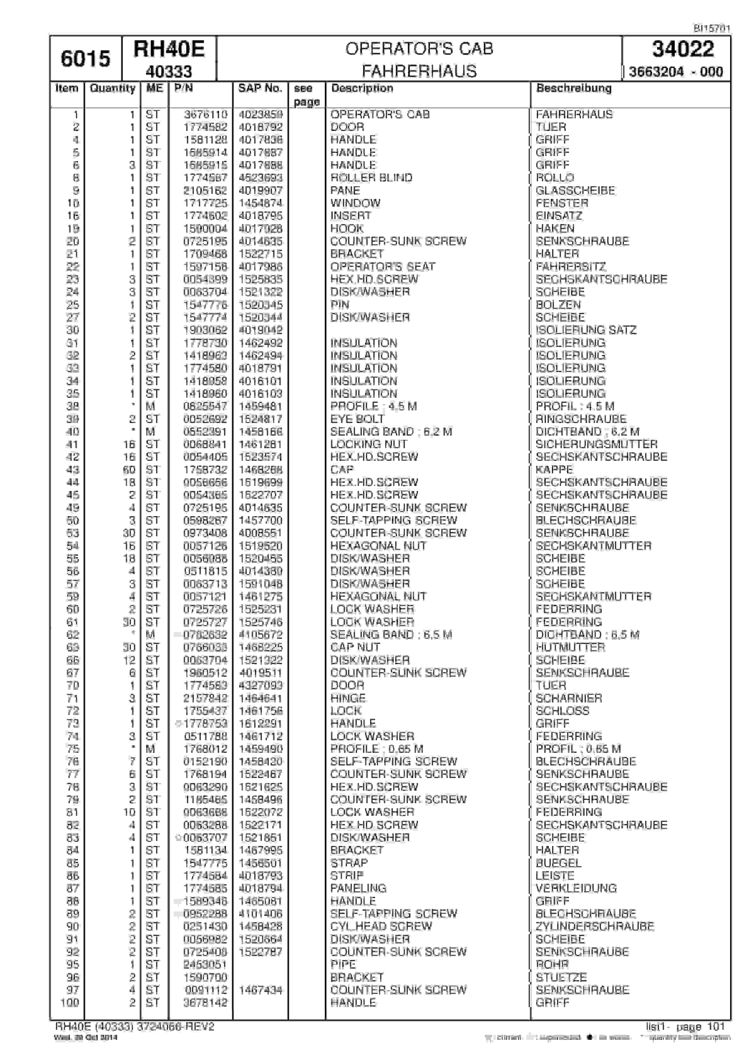 Caterpillar 6015 Hydraulic Shovel Spare Parts Manual BI015701-3