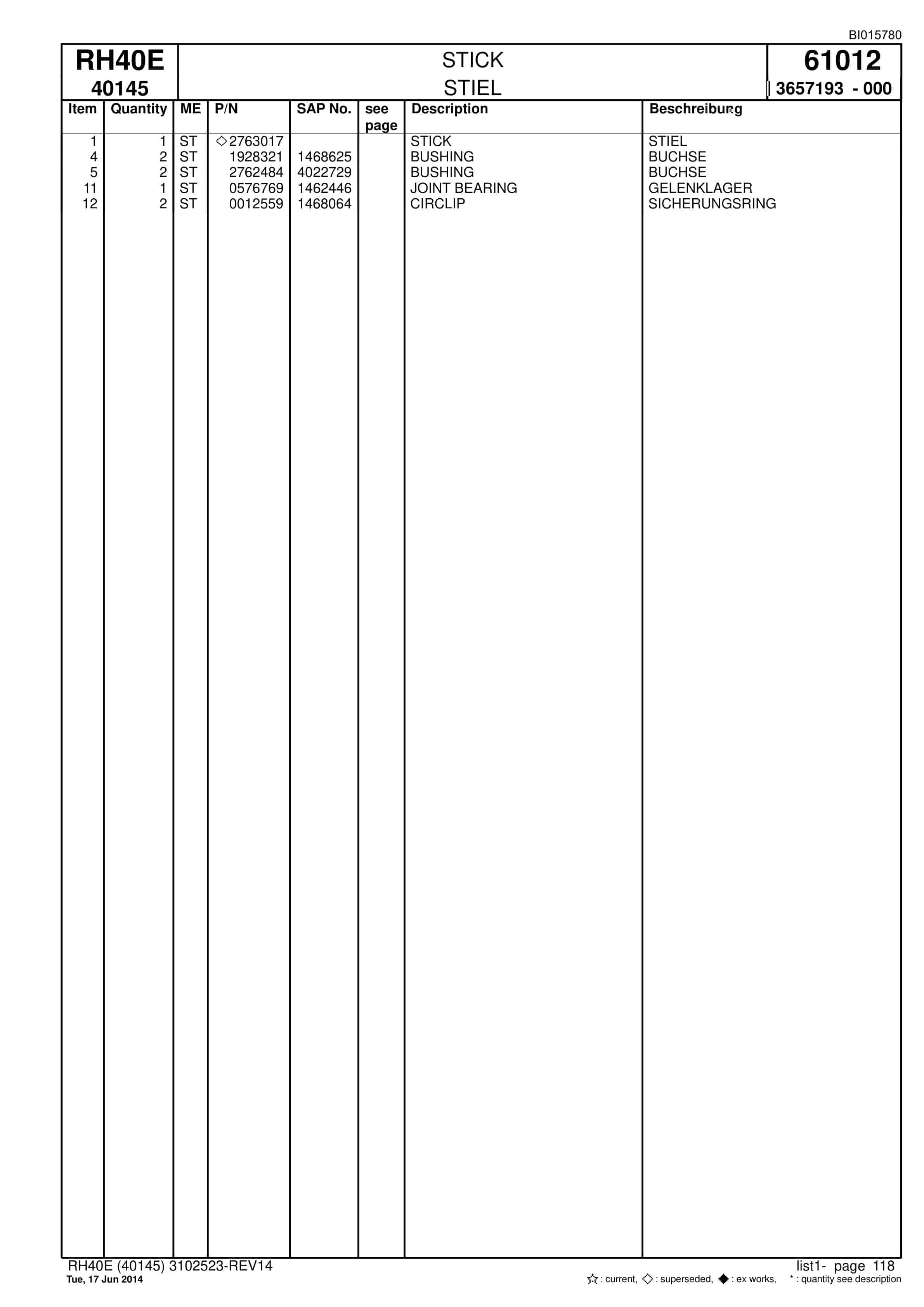 Caterpillar 6015 Hydraulic Shovel Spare Parts Manual BI015780-4