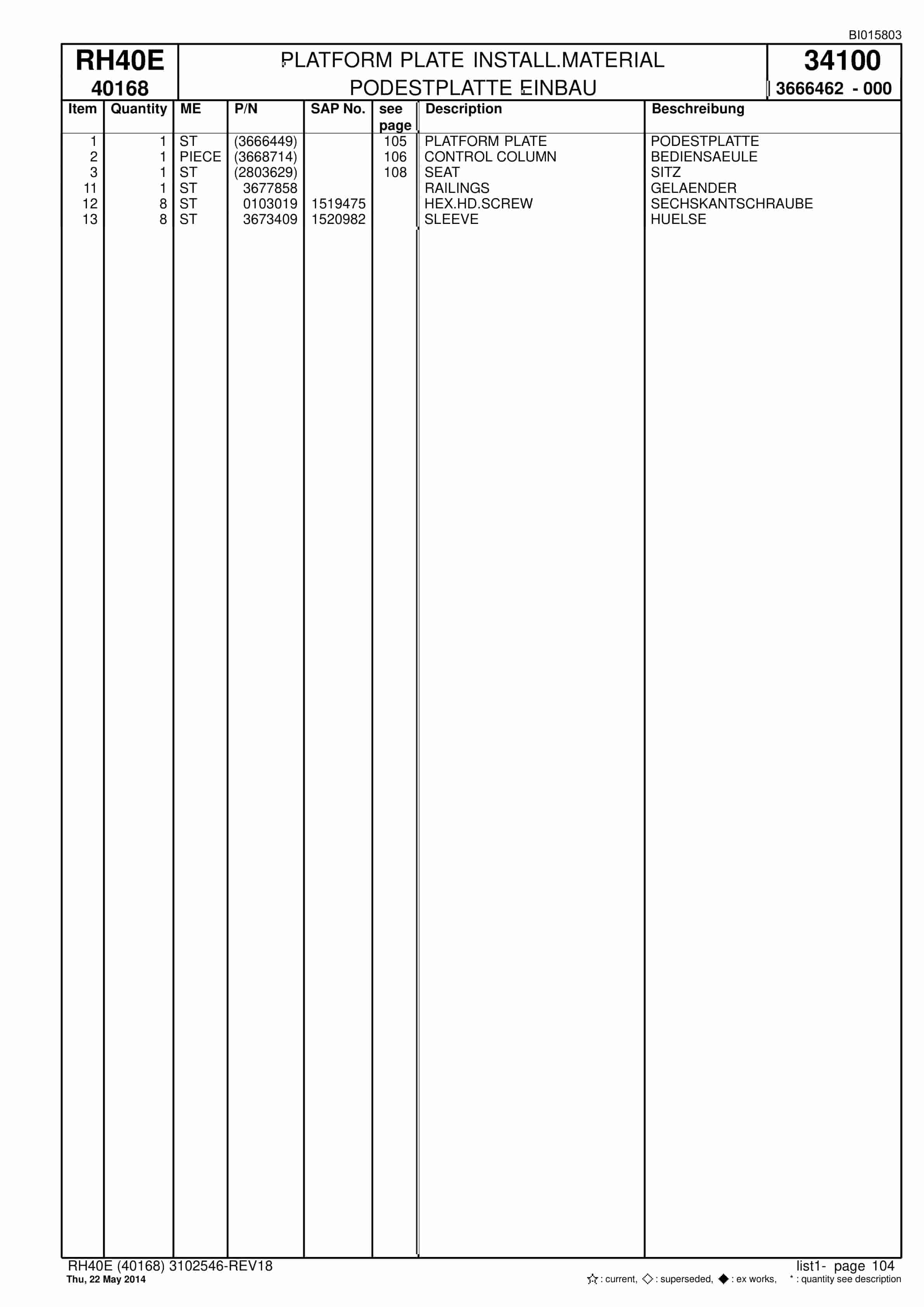 Caterpillar 6015 Hydraulic Shovel Spare Parts Manual BI015803-3